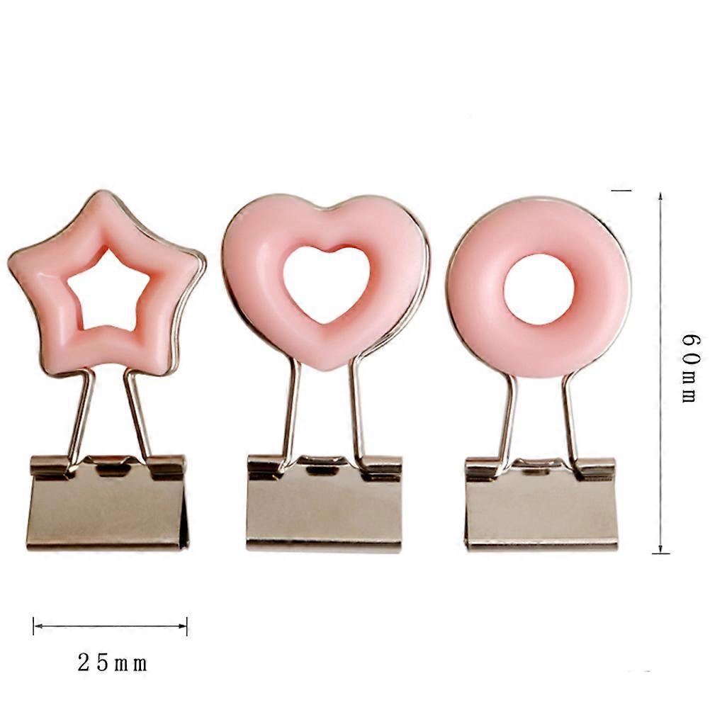 Pink Heart and Star Shaped Document Clips for Decoration and Plastic and Metal Office Supplies