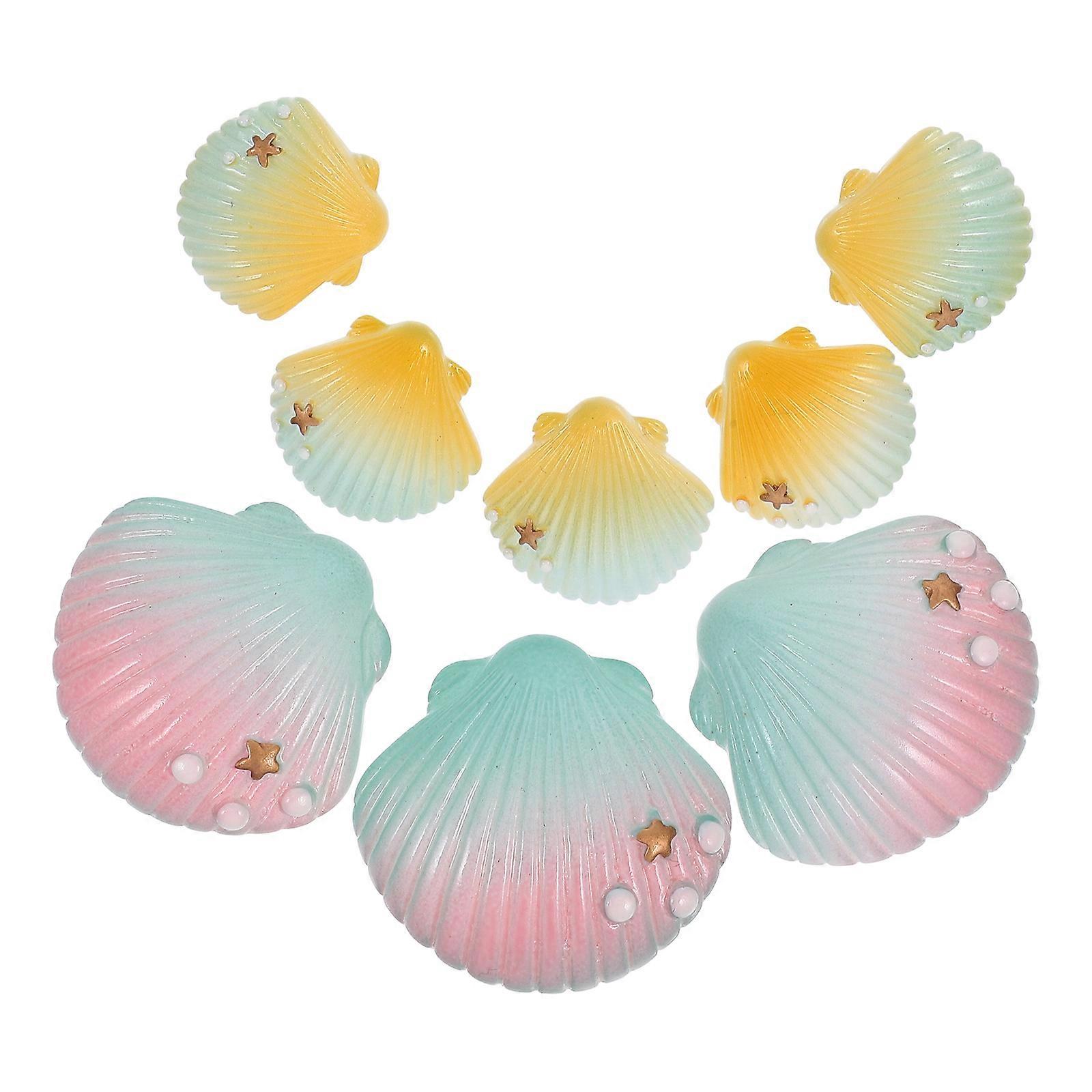 8 قطع حورية البحر شل الراتنج سحر للحرف اليدوية - إكسسوارات زخرفية واقعية صدف ، سحر مصغر متين لحالات الهاتف ، مقاطع الشعر ،