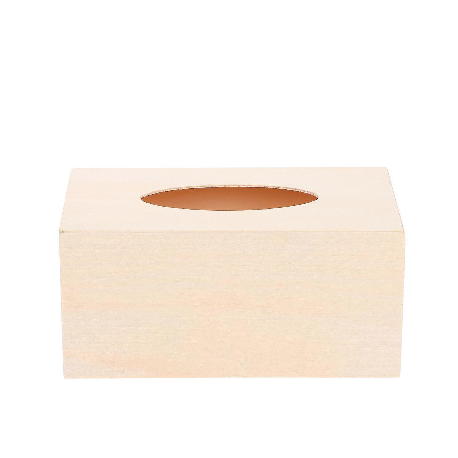 Wood Tissue Holder For Bathroom 2Pcs Handcrafted Napkin Boxes For Kids Home Use 19X10.5X9CM Plain Color Design