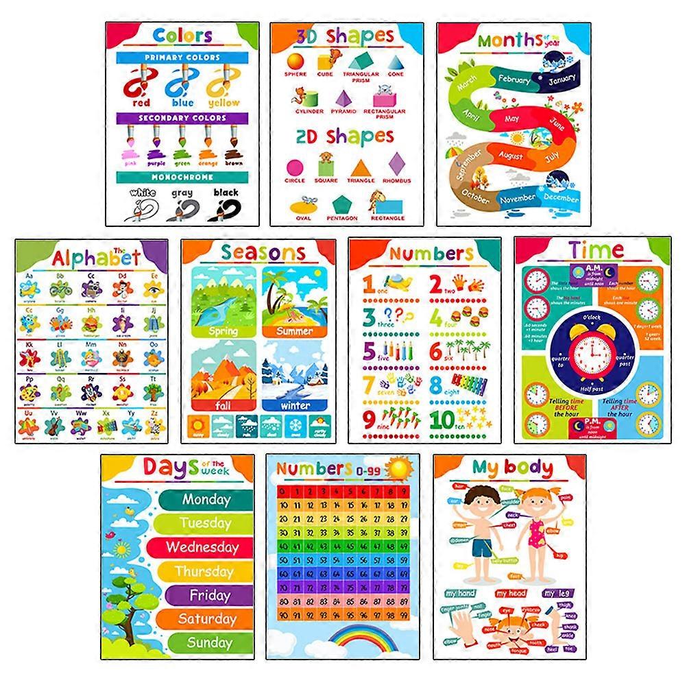 Nursery Bedroom Wall Sticker 10 Sheets Decorative Educational Tool Assorted Color PVC