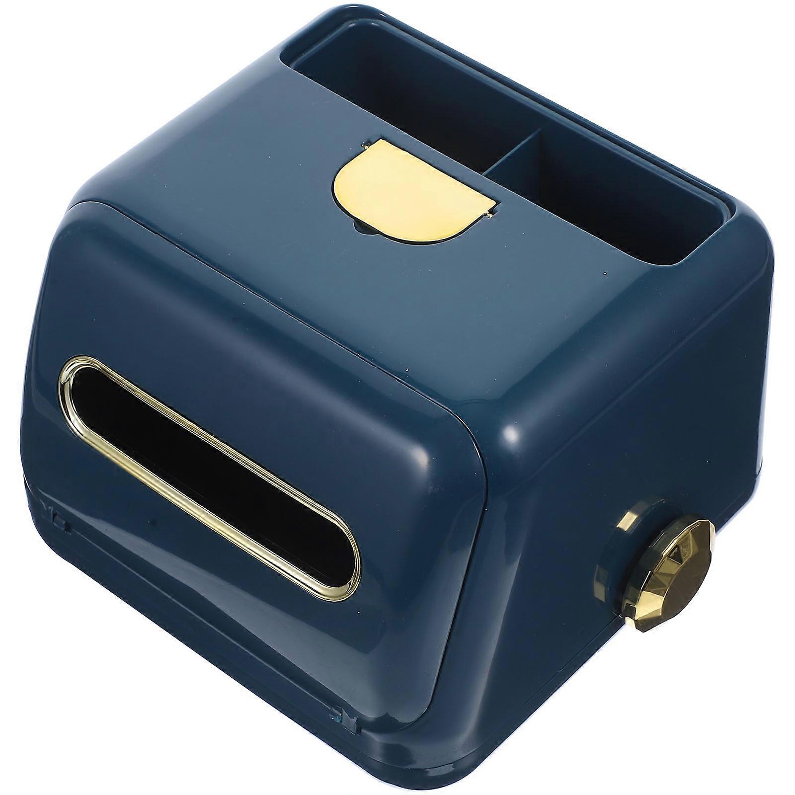 Blue Plastic Tissue Box Storage Case for Home or Office Use Compact Size