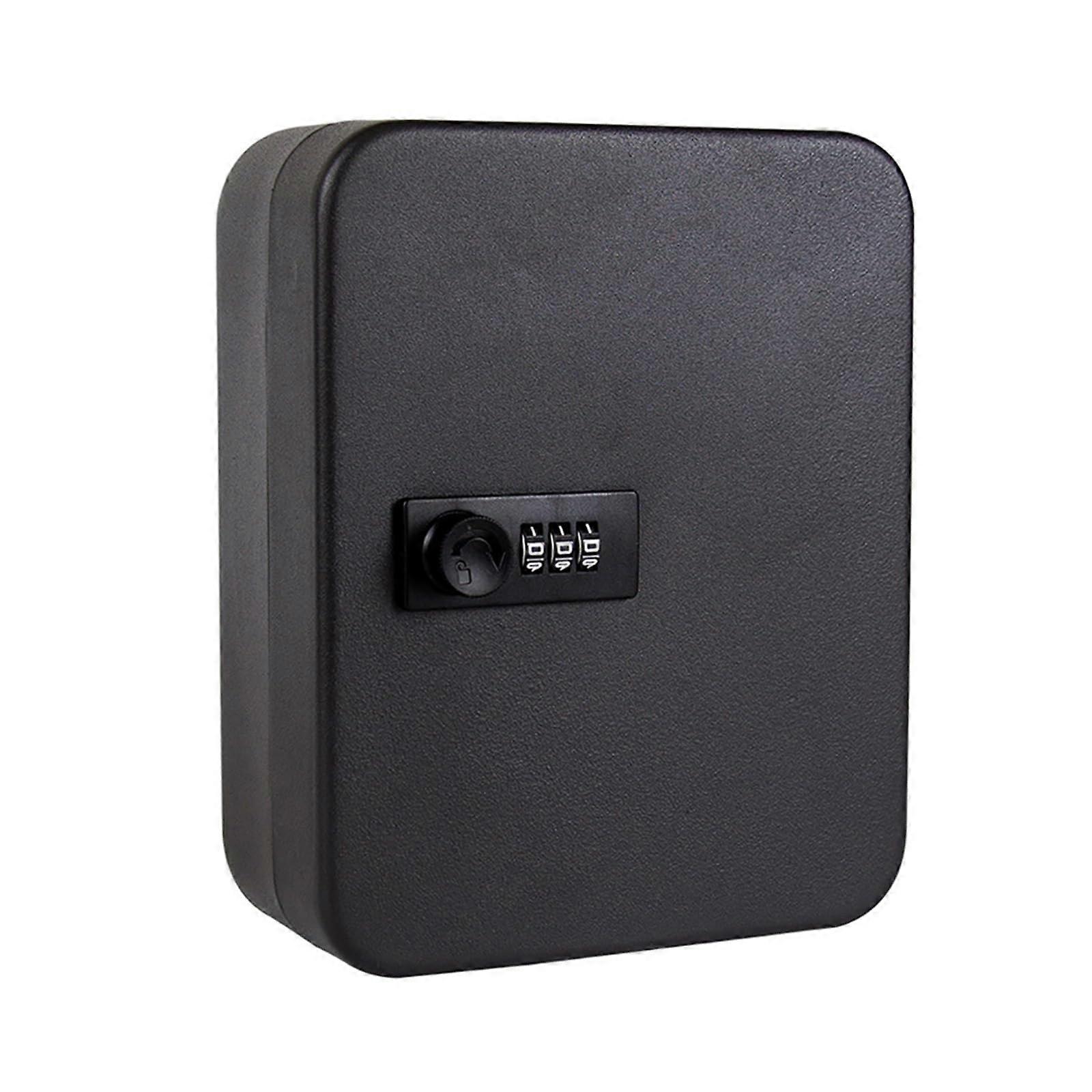 Small Safe Combination Lock with Resettable Code for Indoor and Outdoor Use, Wall-Mountable Key Storage Cabinet, Black