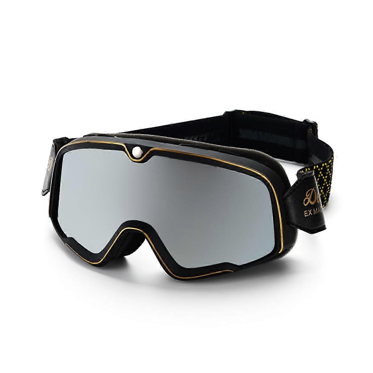 MTB Goggles with AntiUV, Windproof, Dustproof, AntiFog Black Frame Silver Lens