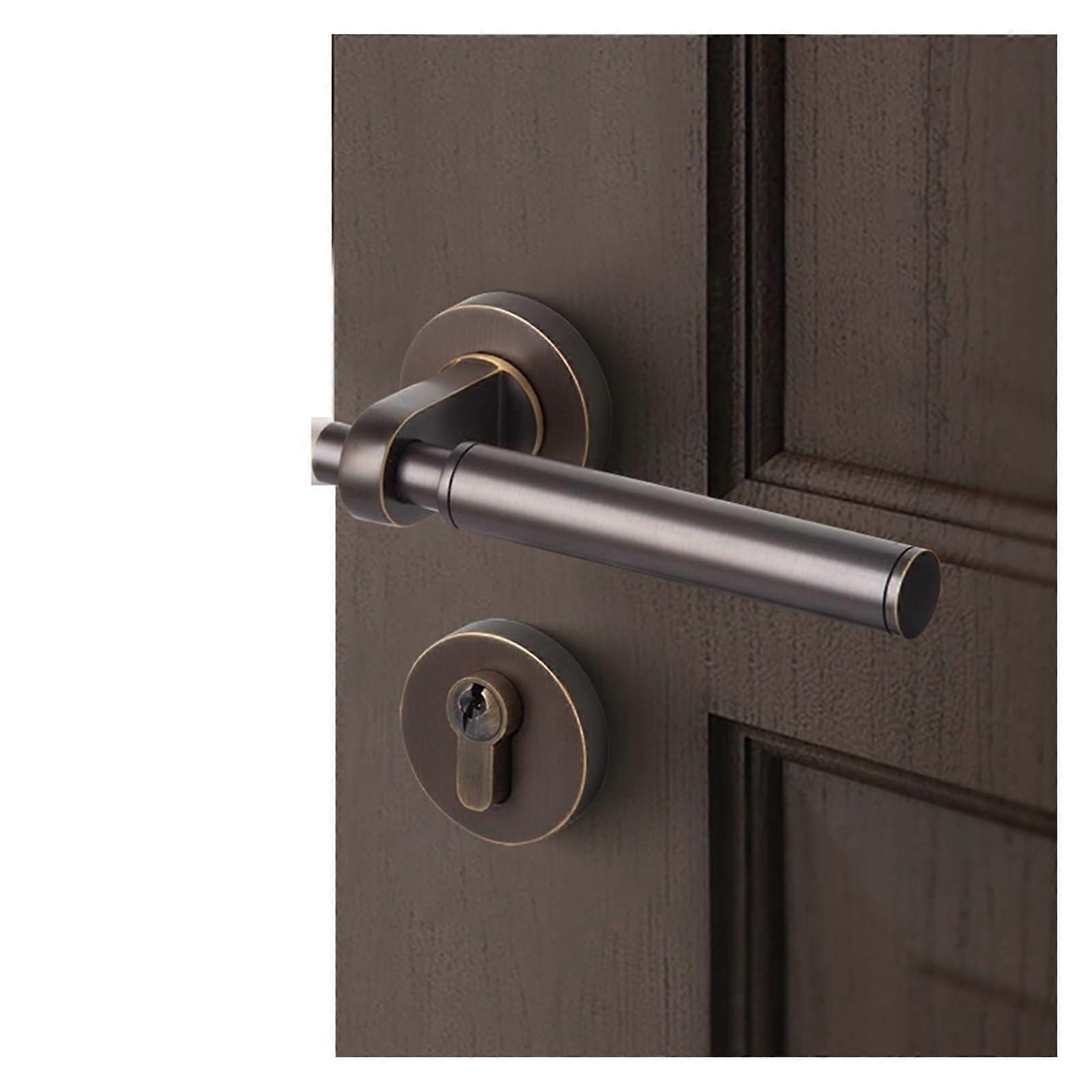 Magnetic Door Handle, Bronze Material, Silent Lock, Brushed Matte Gold Finish, For Standard Doors