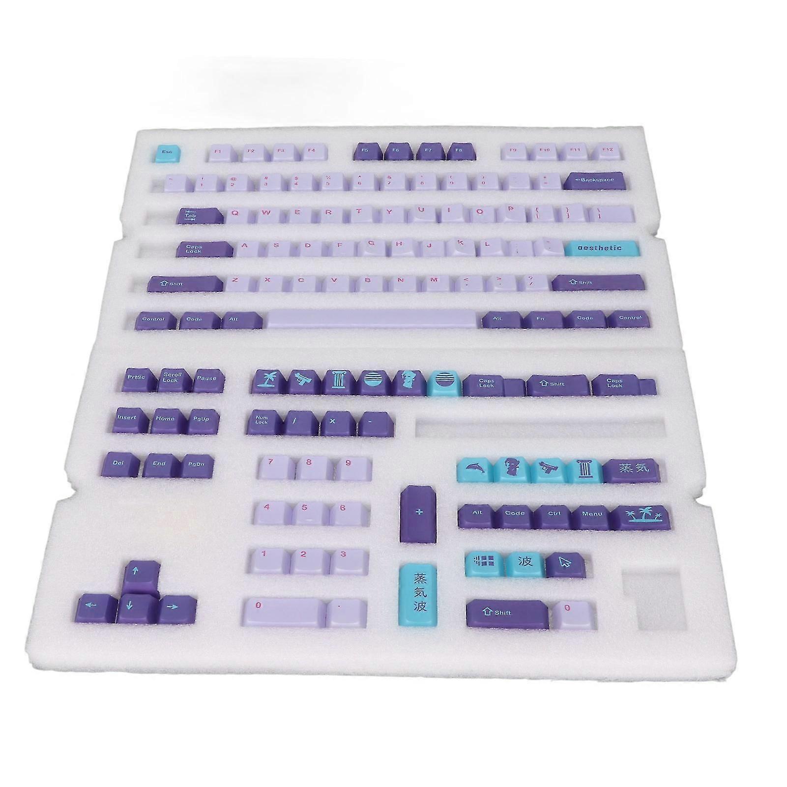 PBT Keyboard Keycaps 128 Keys Vibrant Colors Fadeless Durable PBT Easy