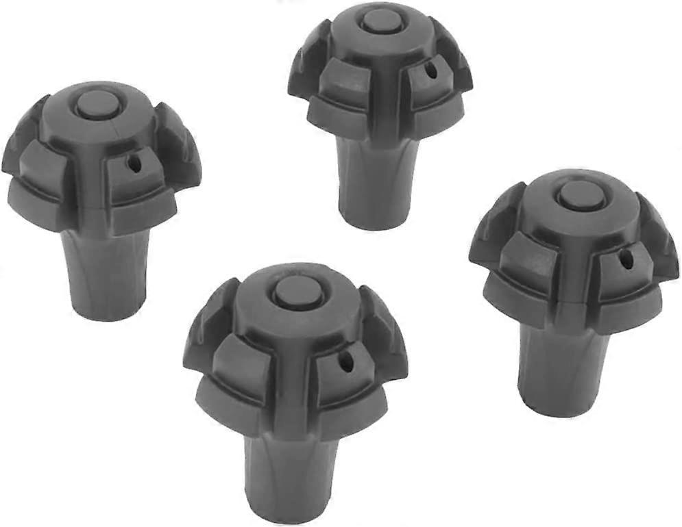4-Pack Black Trekking Pole Tips - Universal Rubber Ferrules