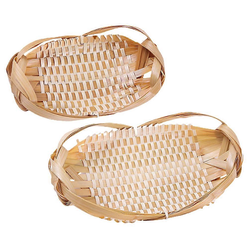 Handmade Bamboo Basket for Storage 2Pcs Woven Bamboo Containers