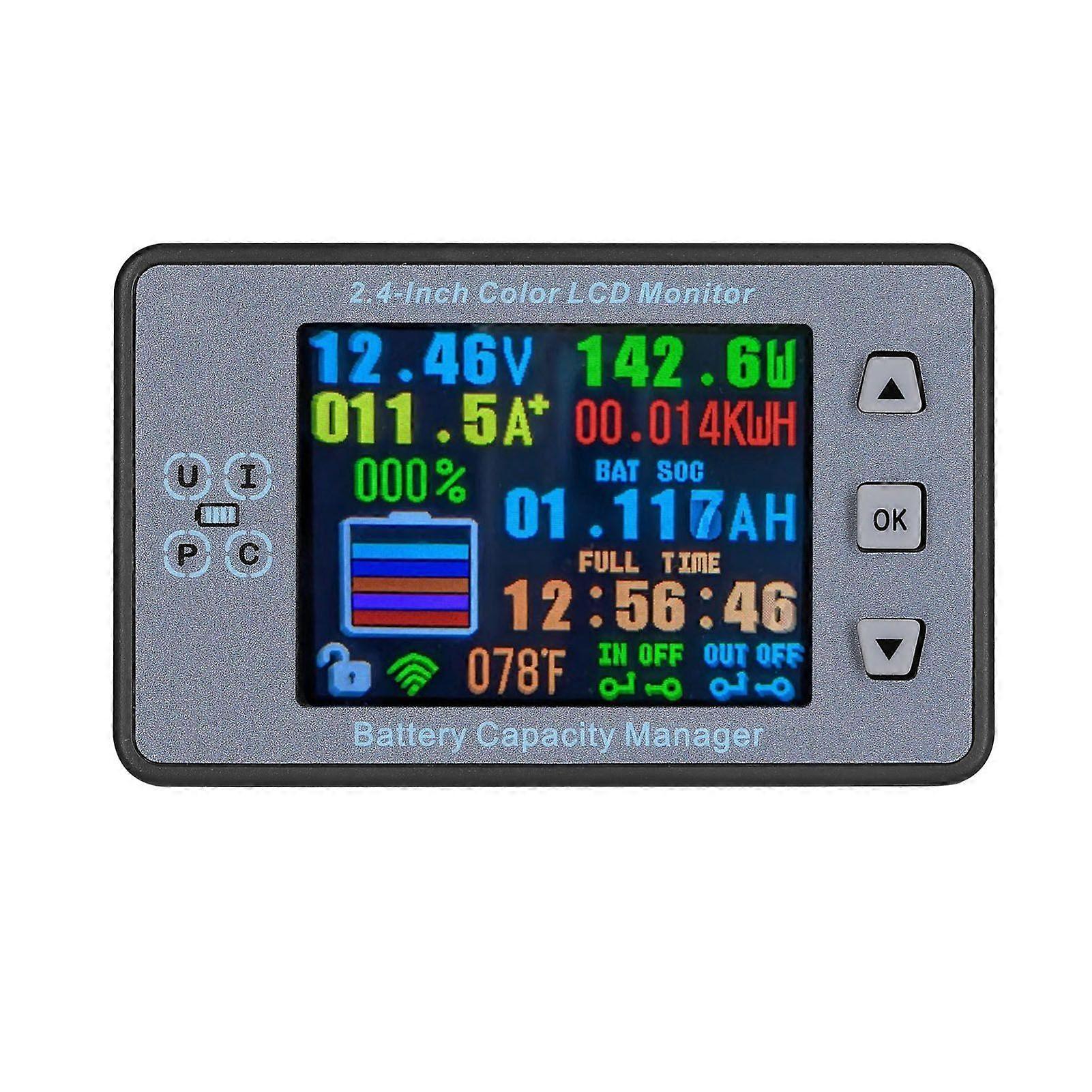2.4 Inch Wireless Voltage Meter Ammeter Voltmeter Coulometer Battery Power Detector Battery Capacity Tester Real-time Battery Monitor