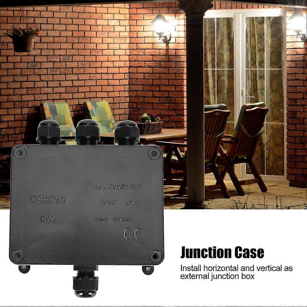 Waterproof Junction Box Outdoor Cable Connector Case Electronic Enclosure IP68 PC Black