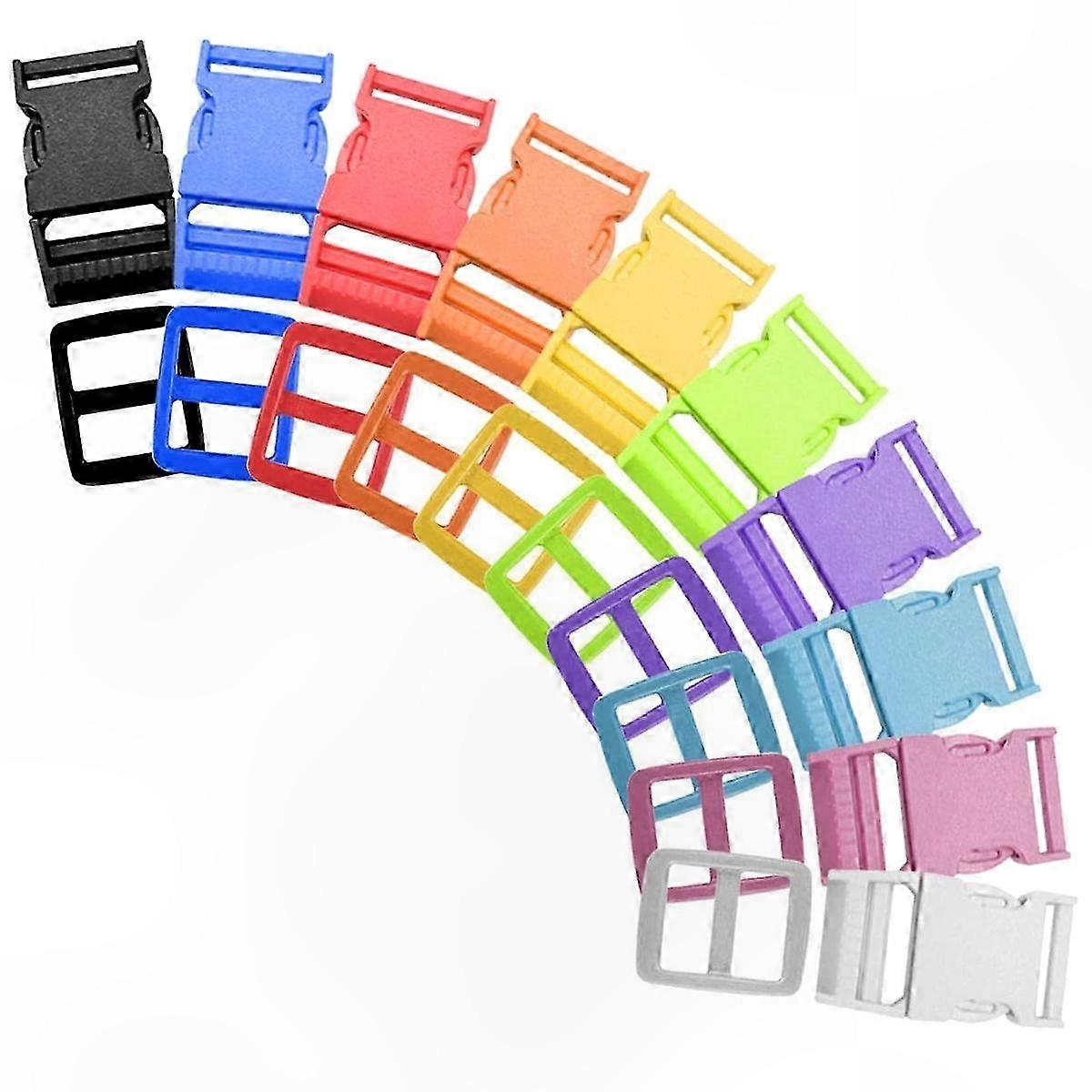 Adjustable Plastic Buckles, 30-Pack, 25mm, Quick Release Clips, Multi-Color Selection
