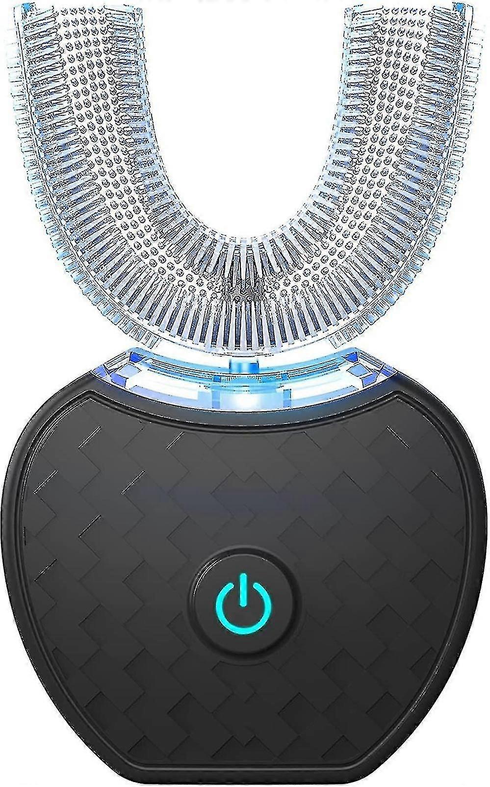 Ultra U-Shaped Electric Toothbrush for Adults - 360° Mouth Cleaning, Wireless Charging, LED Light - Certified (Black/White)