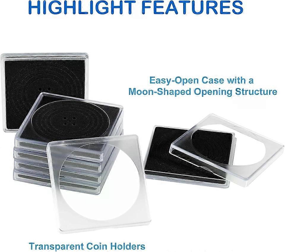 Coin Snap Holders, 20 Pcs Clear Coin Capsules Cases with 20-40mm Sizes