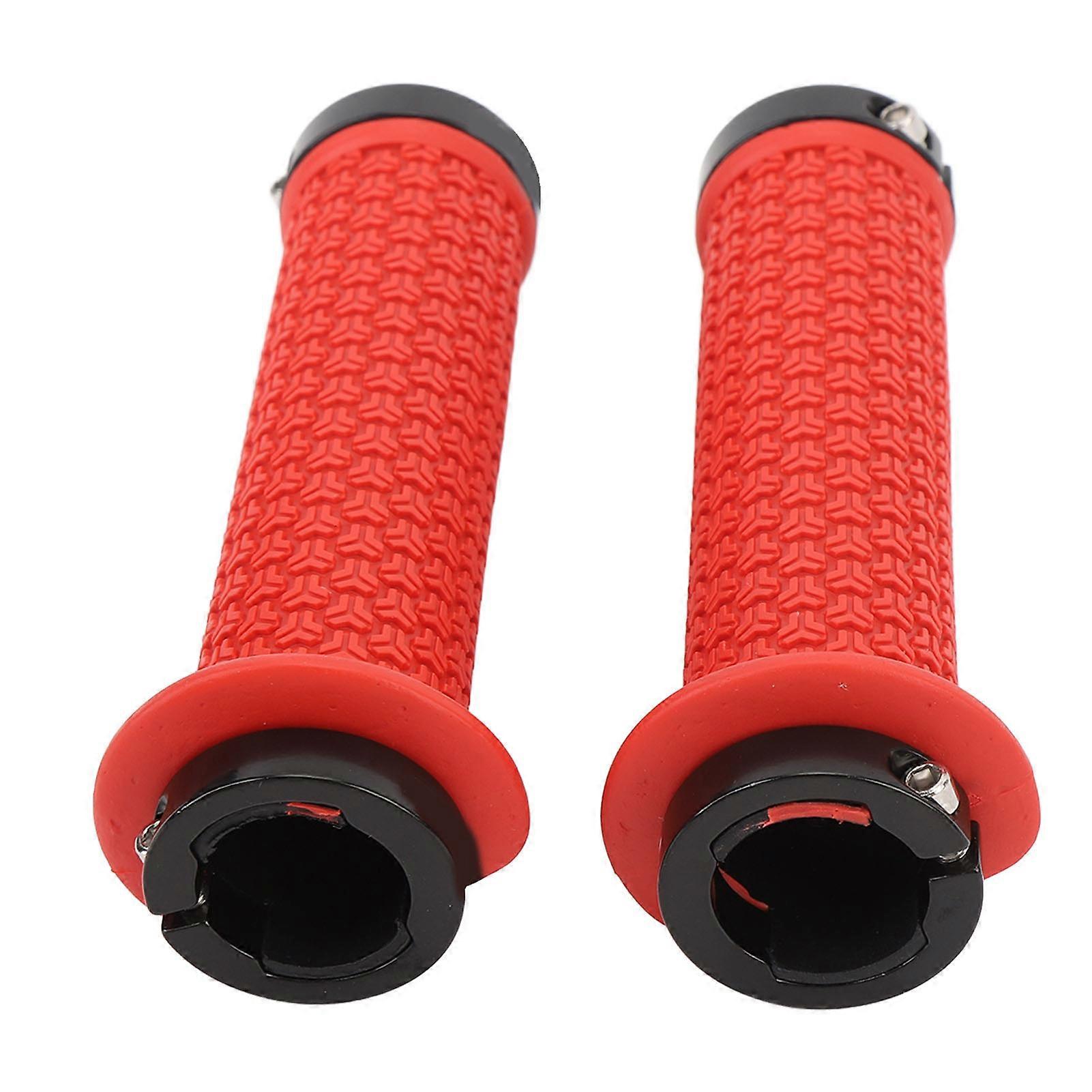 1 Pair Red Silicone Mountain Cycle Handlebar Grips Soft Ergonomic