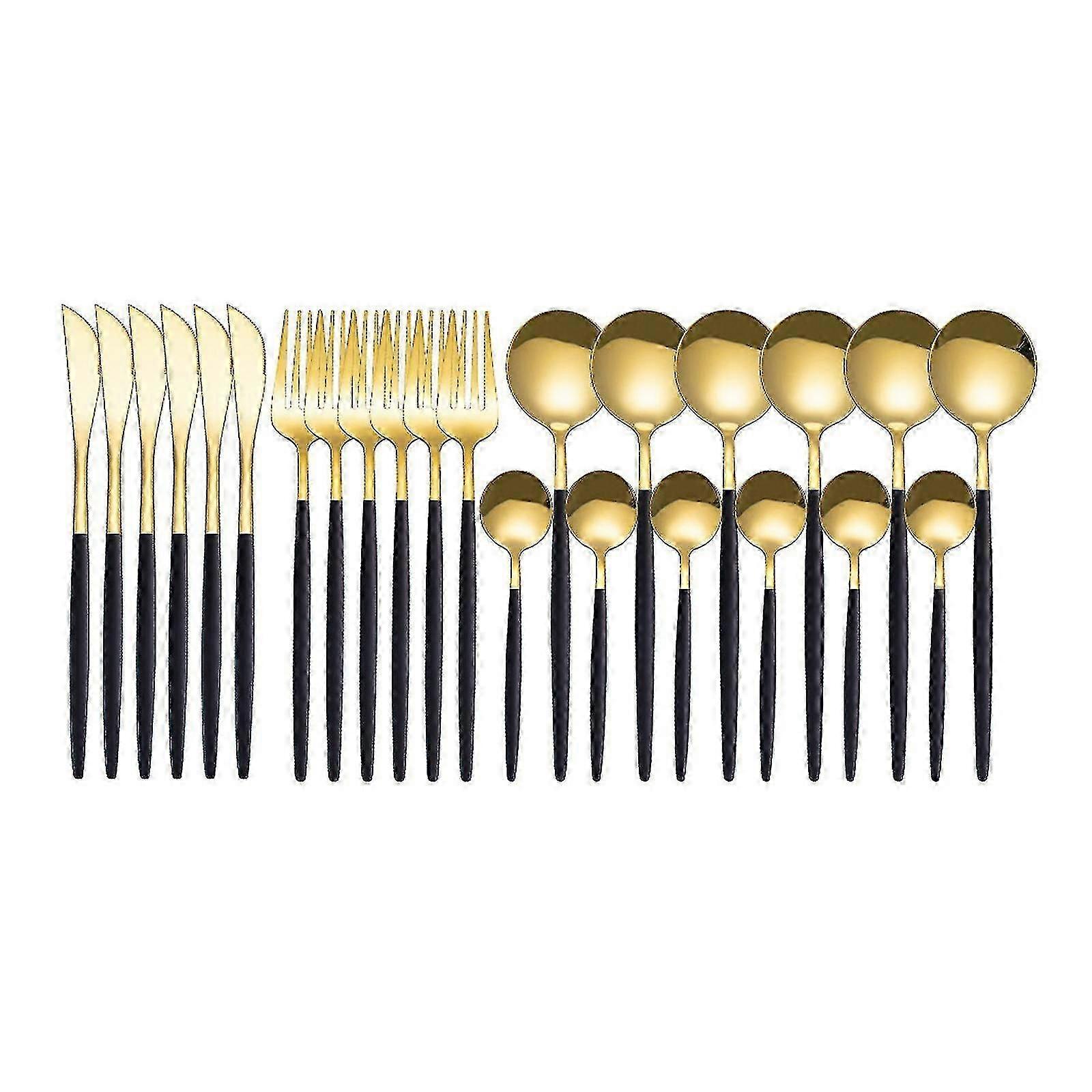 24pcs Stainless Steel Dinnerware Set Kitchen Cutlery Set Knife compatible withk Spoon Flatware Tableware Minimalist Silverware