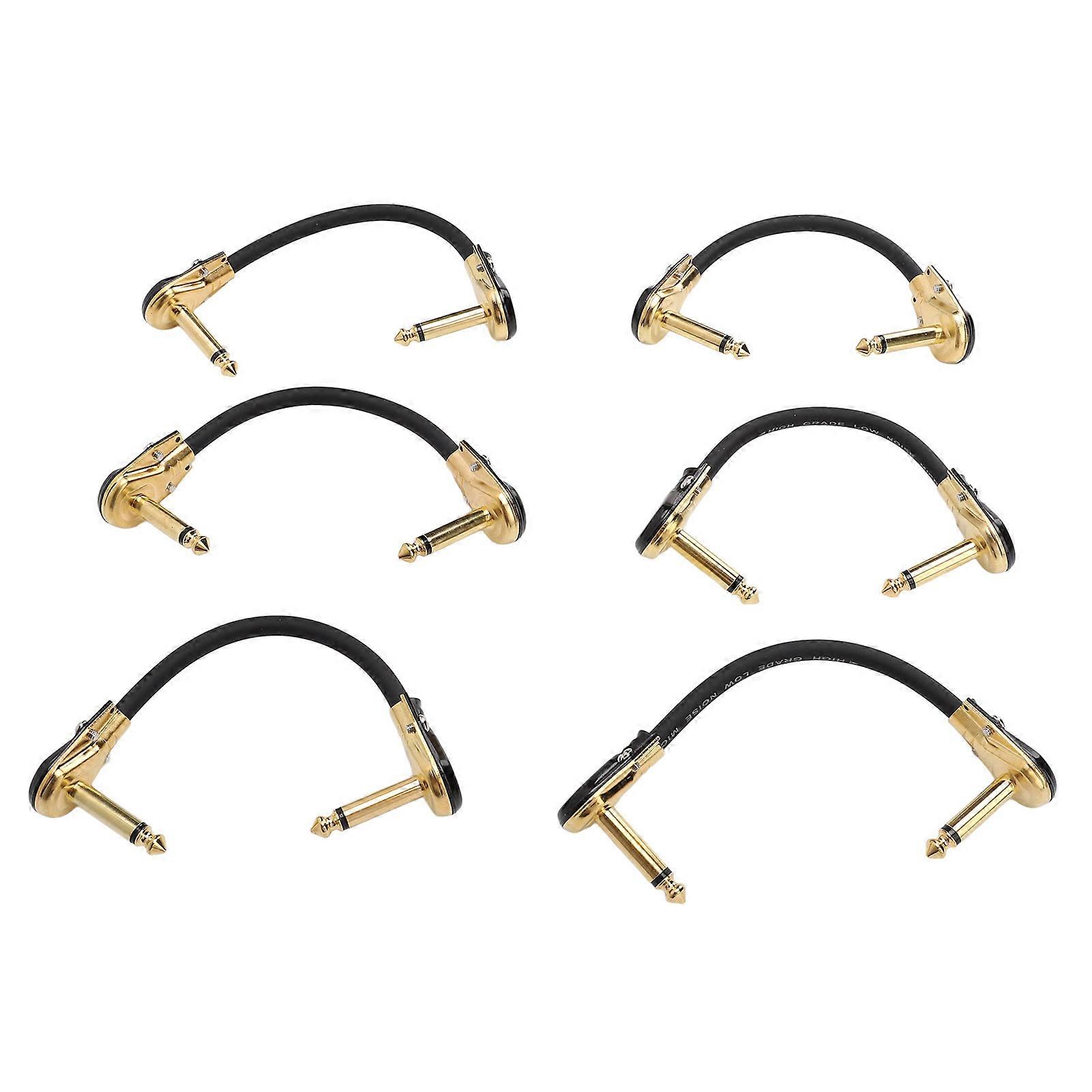 6個15cm直角ギターエフェクトペダルパッチケーブルゴールド