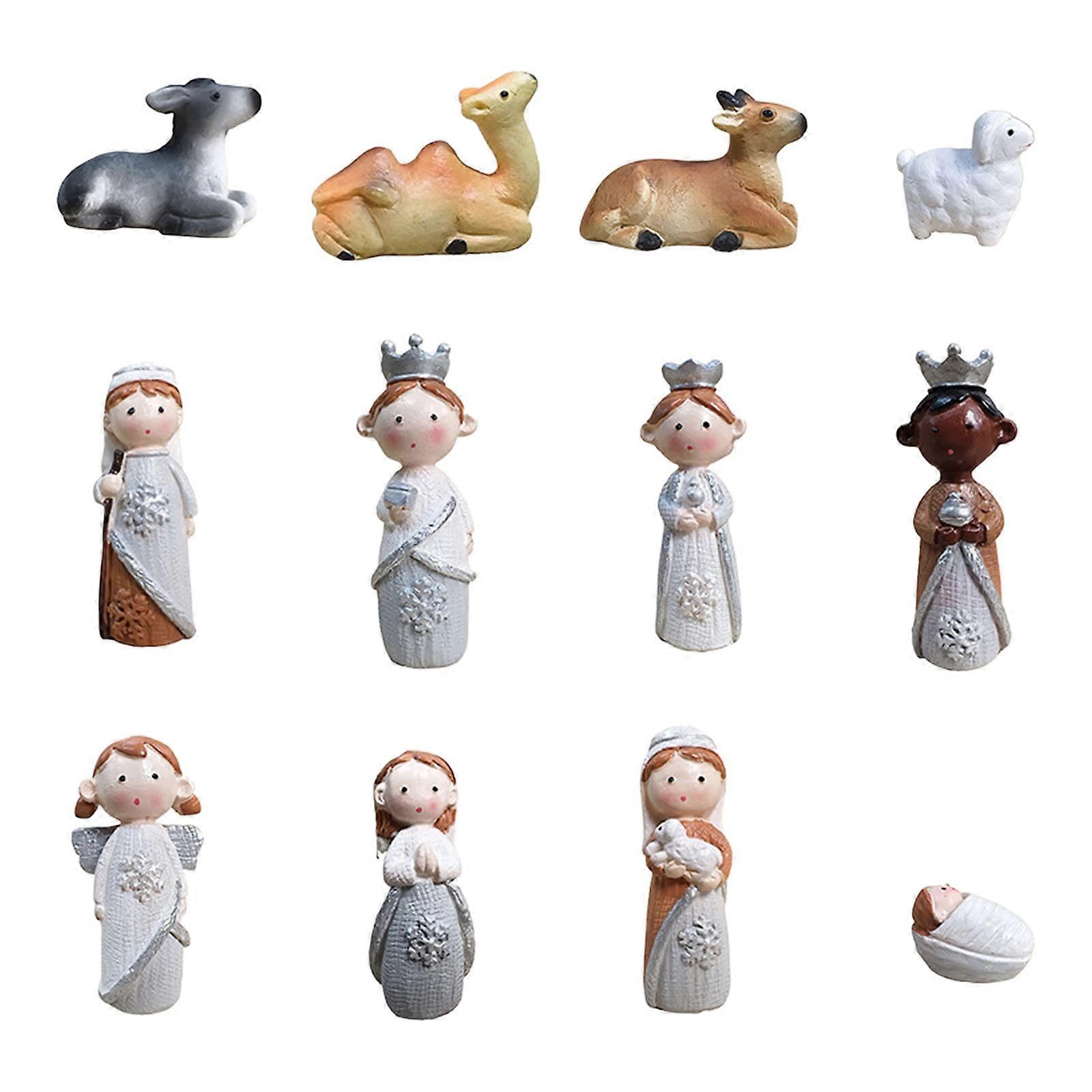 Christmas Nativity Figurines Resins Manger Holy Family Nativity Scene Statue for Xmases Indoor Home Table Decorations Multicolor