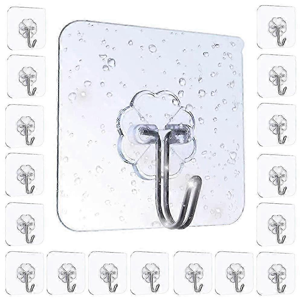 Adhesive Hooks Utility Hooks Kitchen Wall Hooks - 20 PCS Transparen...