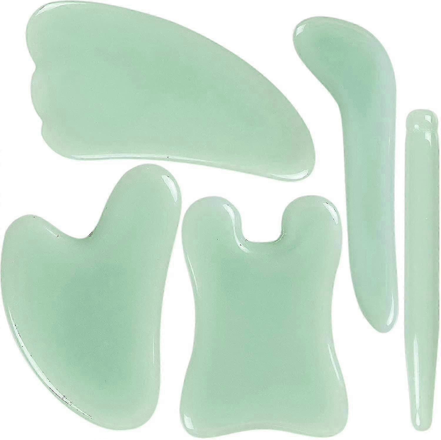Gua Sha Stone ، 5 قطع Gua Sha علاج الوجه مع حجر اليشم ، Gua Sha تدليك ممتاز