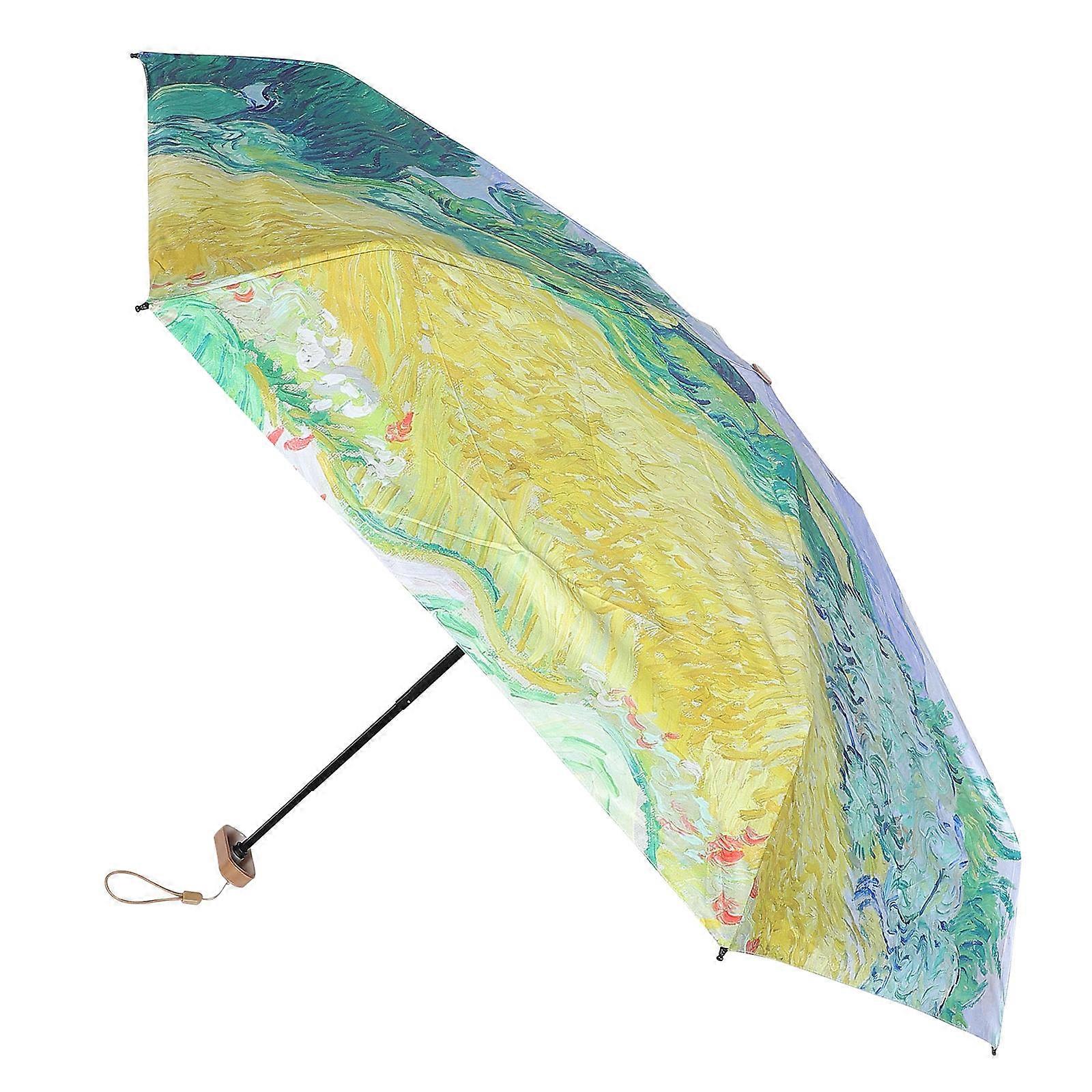 Compact Foldable Travel Umbrella with UV Blocking Coating, Lightweight Durable Plastic Alloy Frame, Stylish Floral Design for Rain and Sun Protection