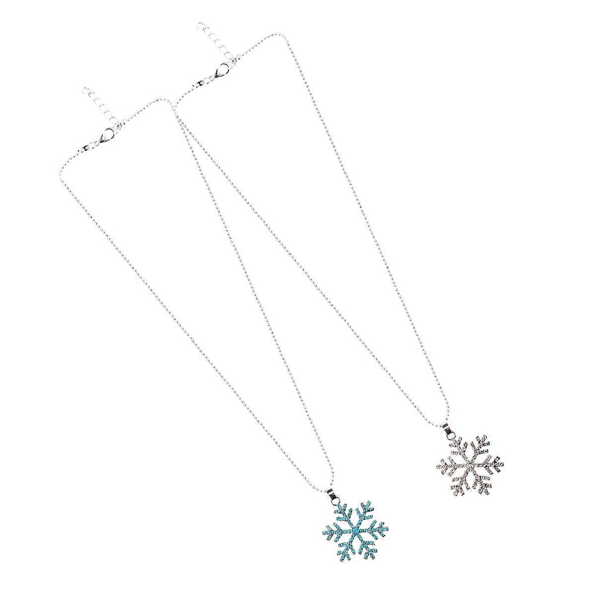 Blue Alloy Snowflake Necklace with Fine Workmanship and Elegant Pendant for Decor 2Pcs