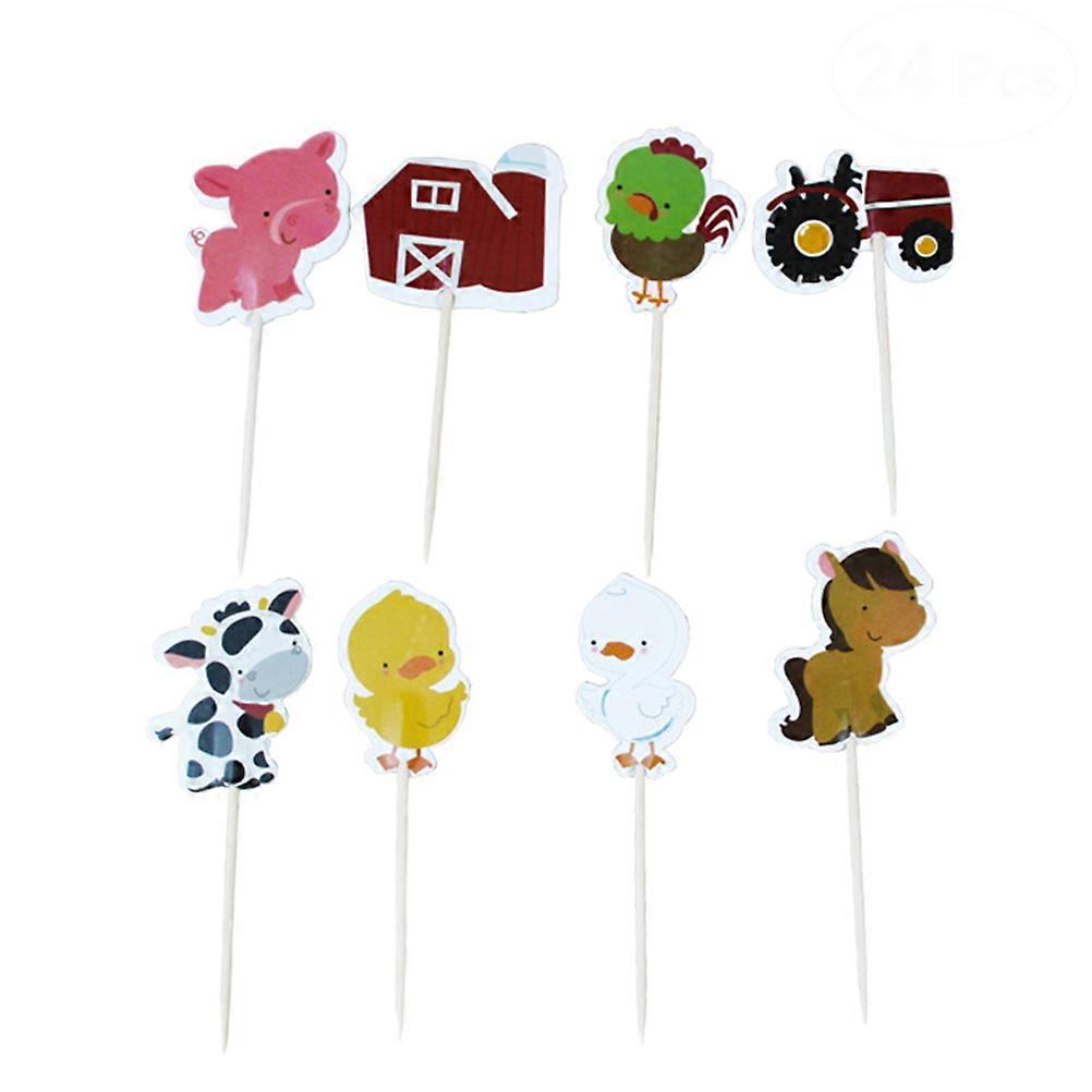 Assorted Color Animal Cake Toppers for Decoration Paper Non Edible Picks Create Beautiful Cake Scene 48pcs