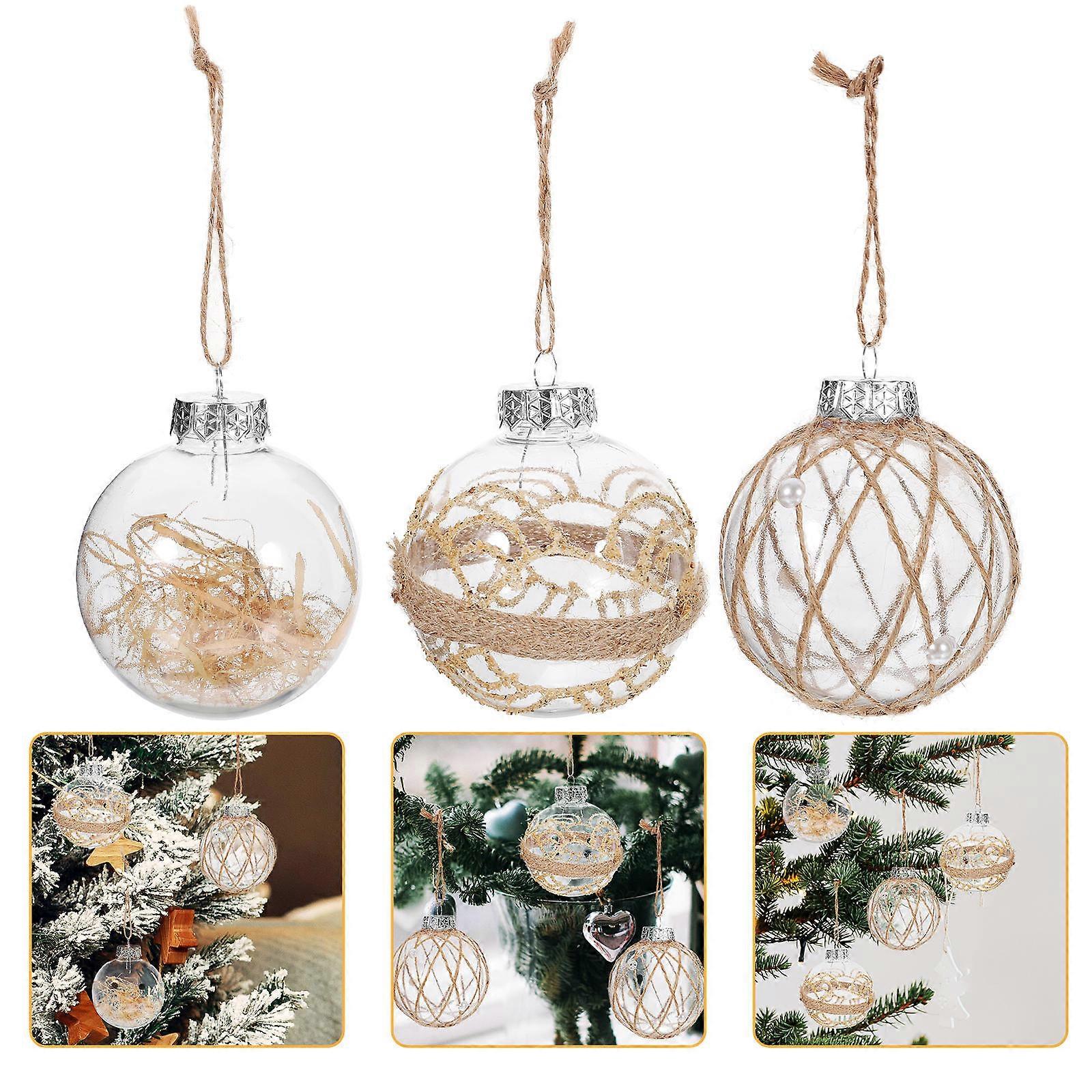 6pcs Clear Ball Pendants Christmas Tree Baubles Xmas Hanging Ornaments