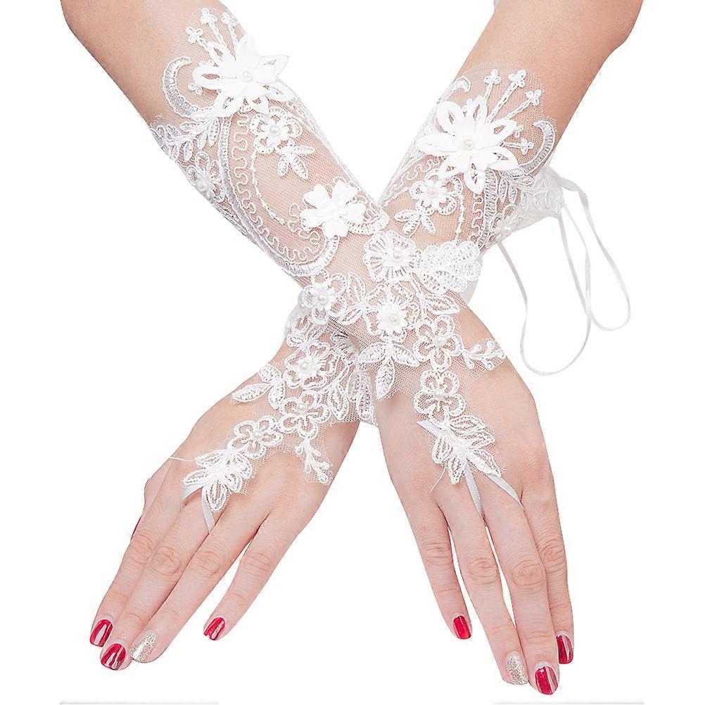 Beige Bridal Gloves for Weddings Engagement Parties Costume Parties Proms Dances Beauty Pageants Formal Events Or 1Pair