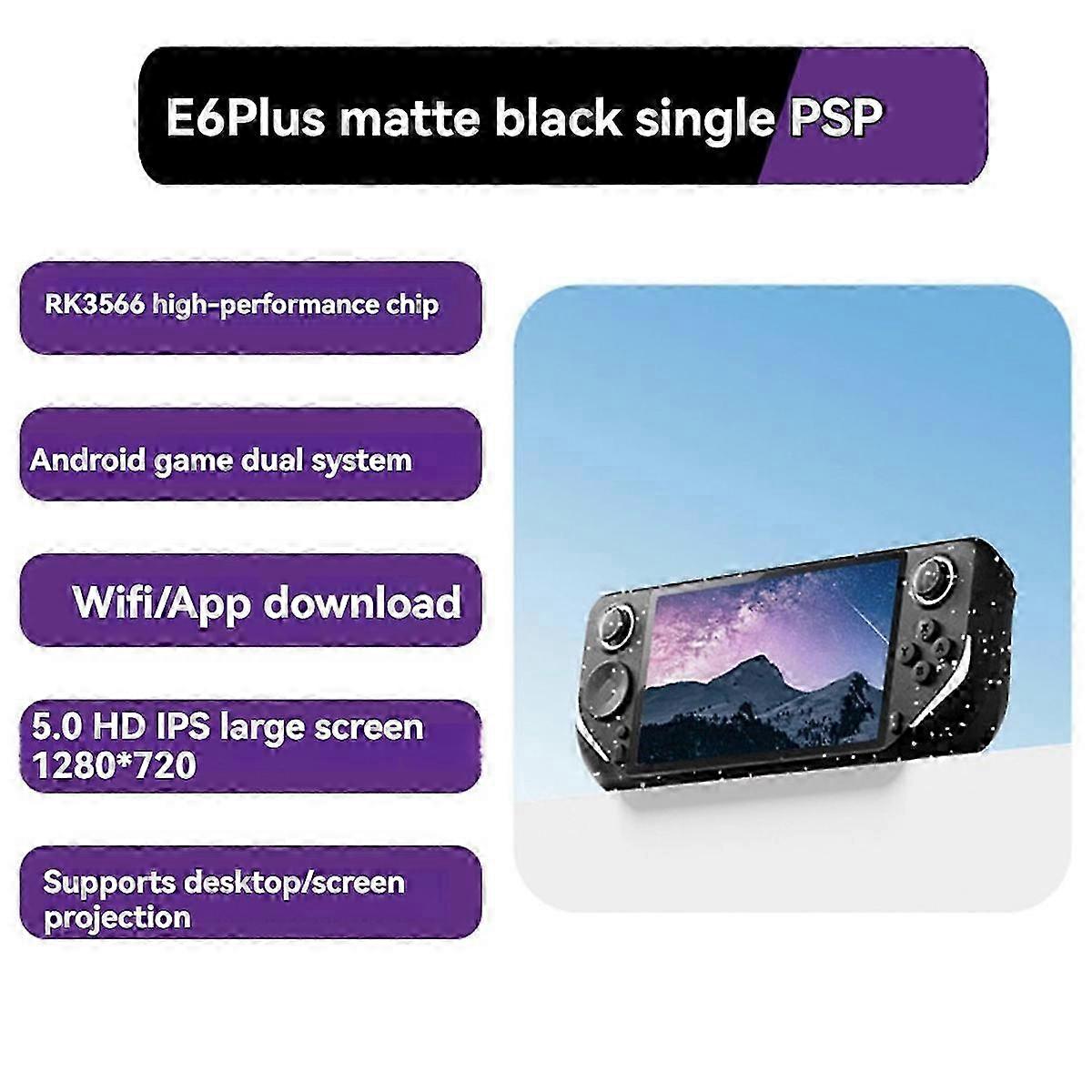 E6Plus RK3566デュアルシステムゲームコンソール、5.0 HD IPS大画面、タッチサポート、WiFiプロジェクター付き