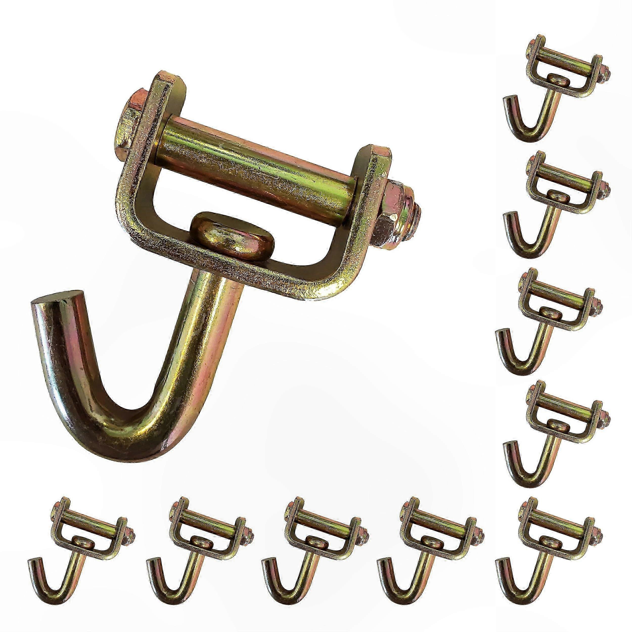 2' Rotating J Tow Hook, 3333 WLL Replacement for Ratchet Buckles and Tie Down Straps (10 Pack)
