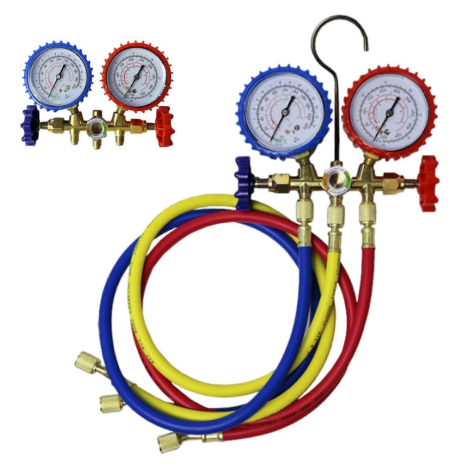 Manifold Gauge Set - AC Manifold Gauge Set for R134A R22 R410 R12 Refrigerant | Automotive Diagnostic Tool Kit