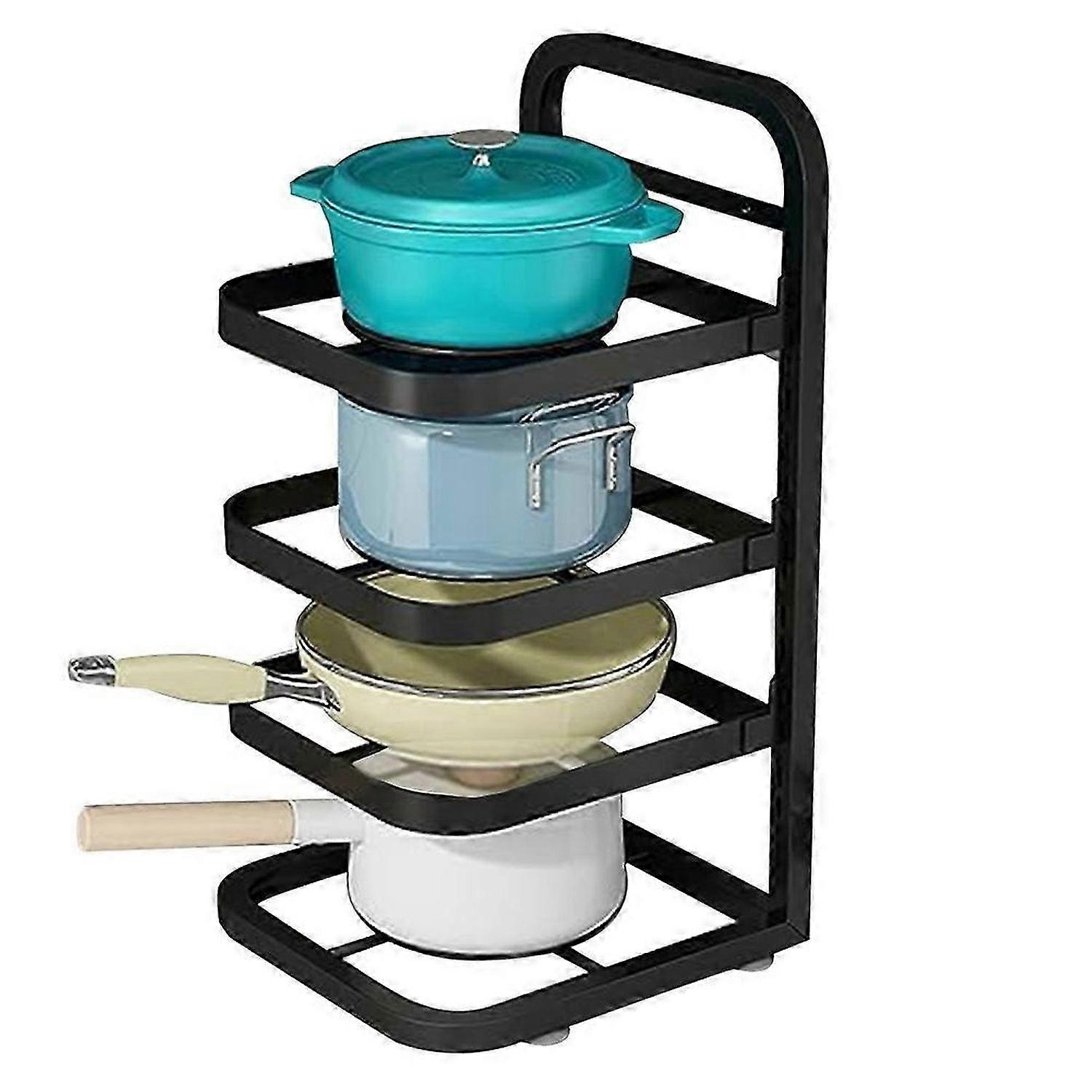 Pots and Pans Organizer Pot Rack Pan Holder for Under Cabinet Black