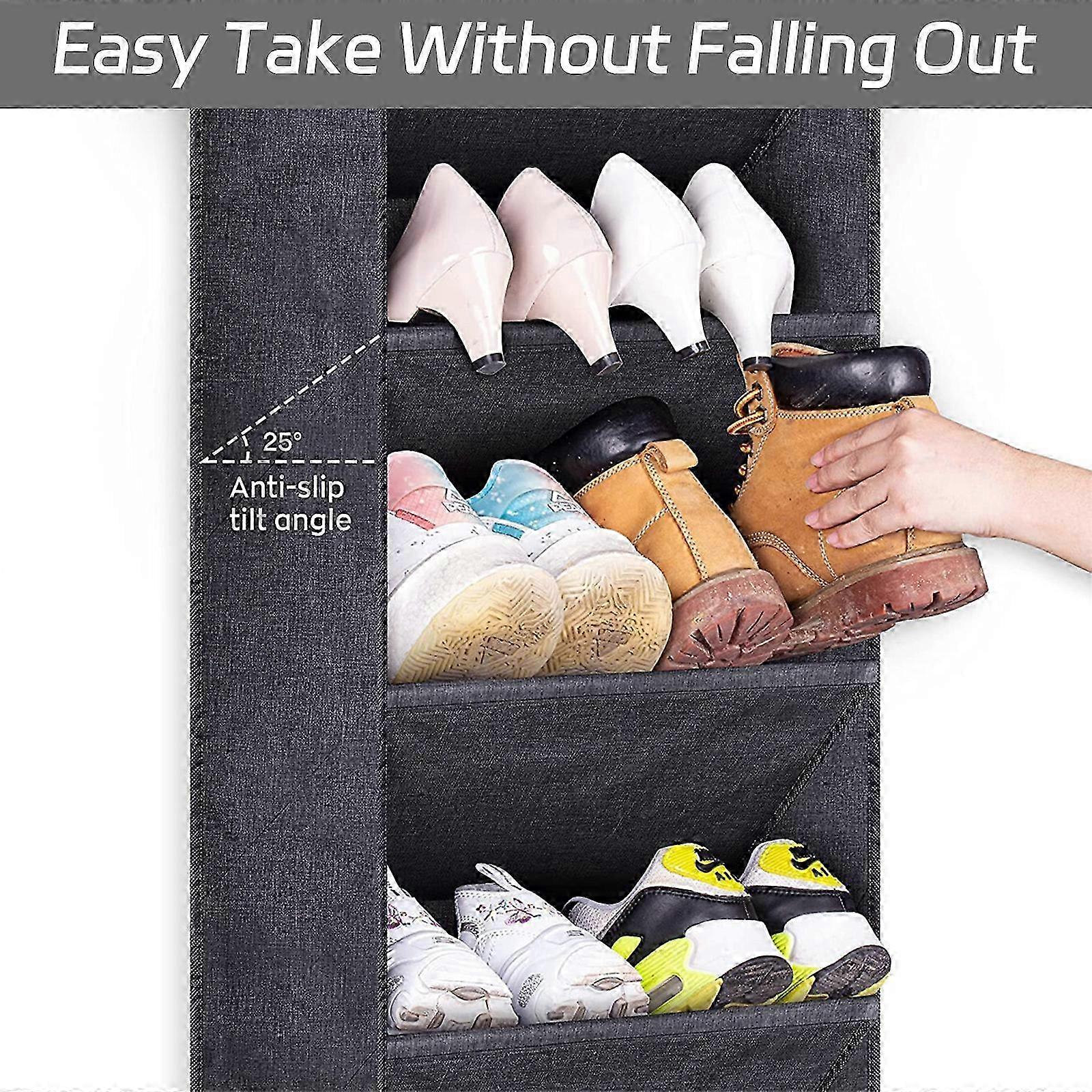 Over The Door Shoe Organizer for Closet with Large Deep Pockets, Narrow Shoe Rack for Door Hanging Boots Storage 2025