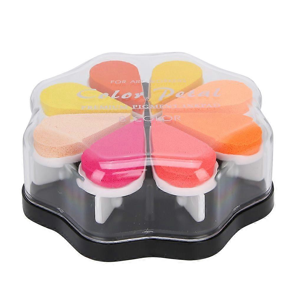 8 Colors Petal Shape Schedule Book Scrapbook Colorful DIY Stamp Ink Pad Painting Accessory1009 Summer