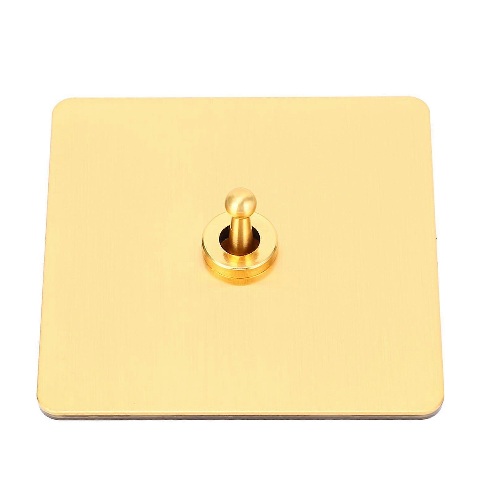 AC250V Toggle Switch 1 Gang 2 Way Power Toggle Switch with Gold Color Stainless Steel Panel and Insulated PC Base