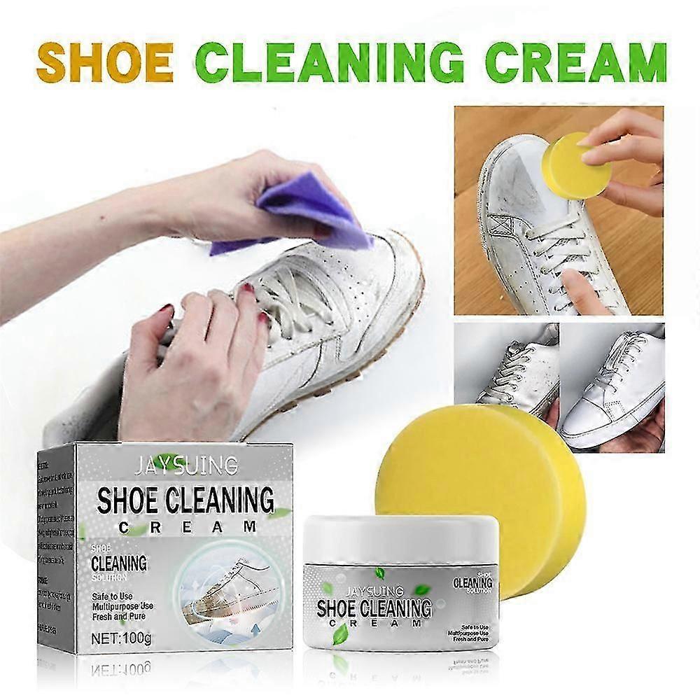 All Purpose White Shoe Cleaner Cream, Multifunctional Stain Removal Cream with Sponge