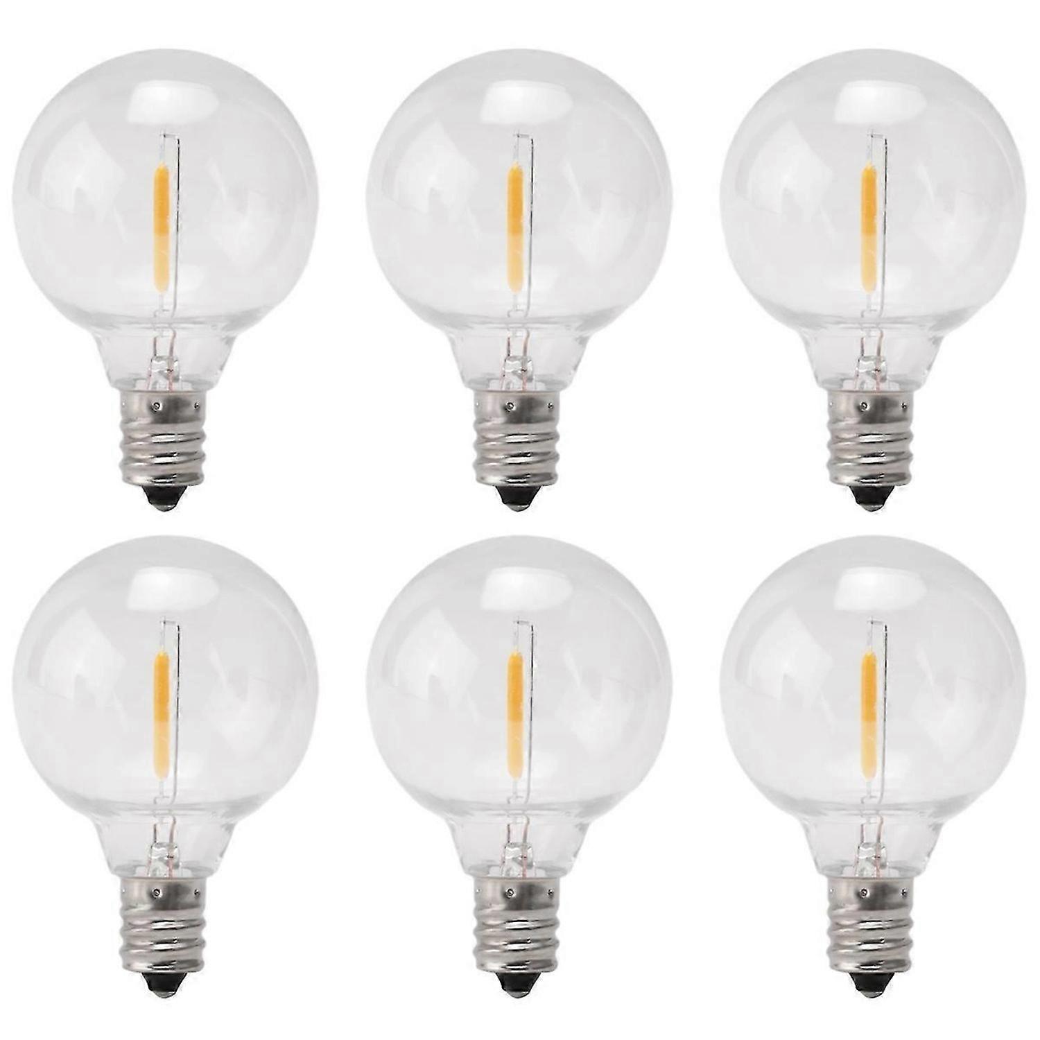 6Pcs G40 Bulbs,E12 Screw Base LED Globe Bulbs for Solar String Lights