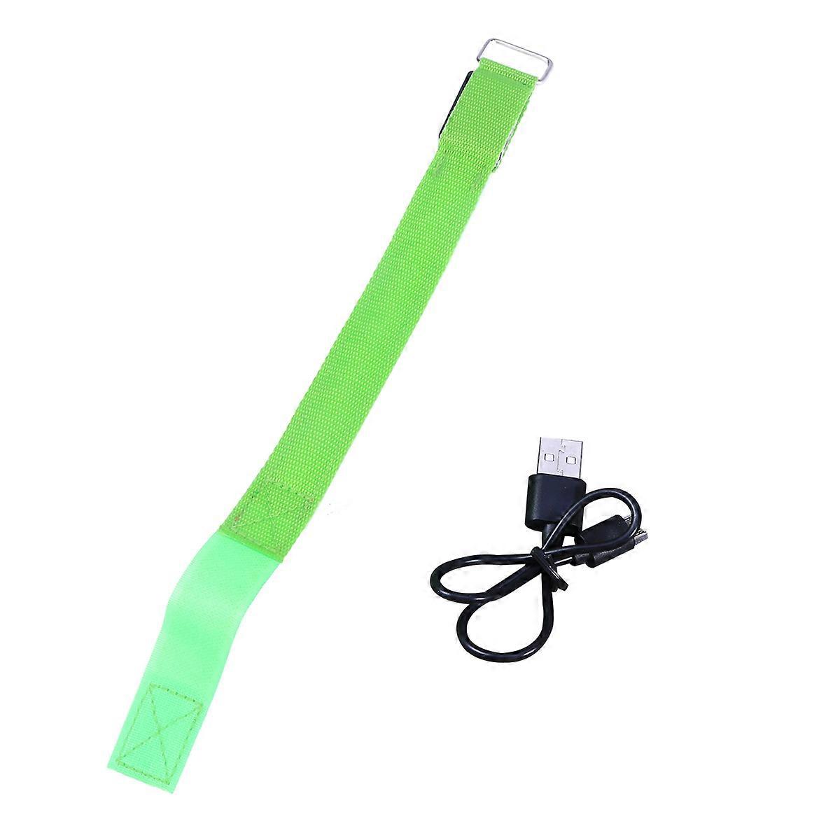 Green LED Armband Light for Visibility USB Rechargeable 1Pcs Slap Band