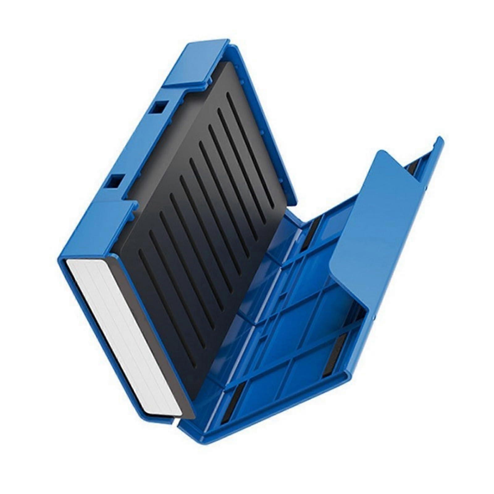 ABS Hard Drives Organizers Box Fits 4x2.5Inch Disks Or 1x3.5Inch Disks, 10Piece Solid Disk Carrying Case Blue