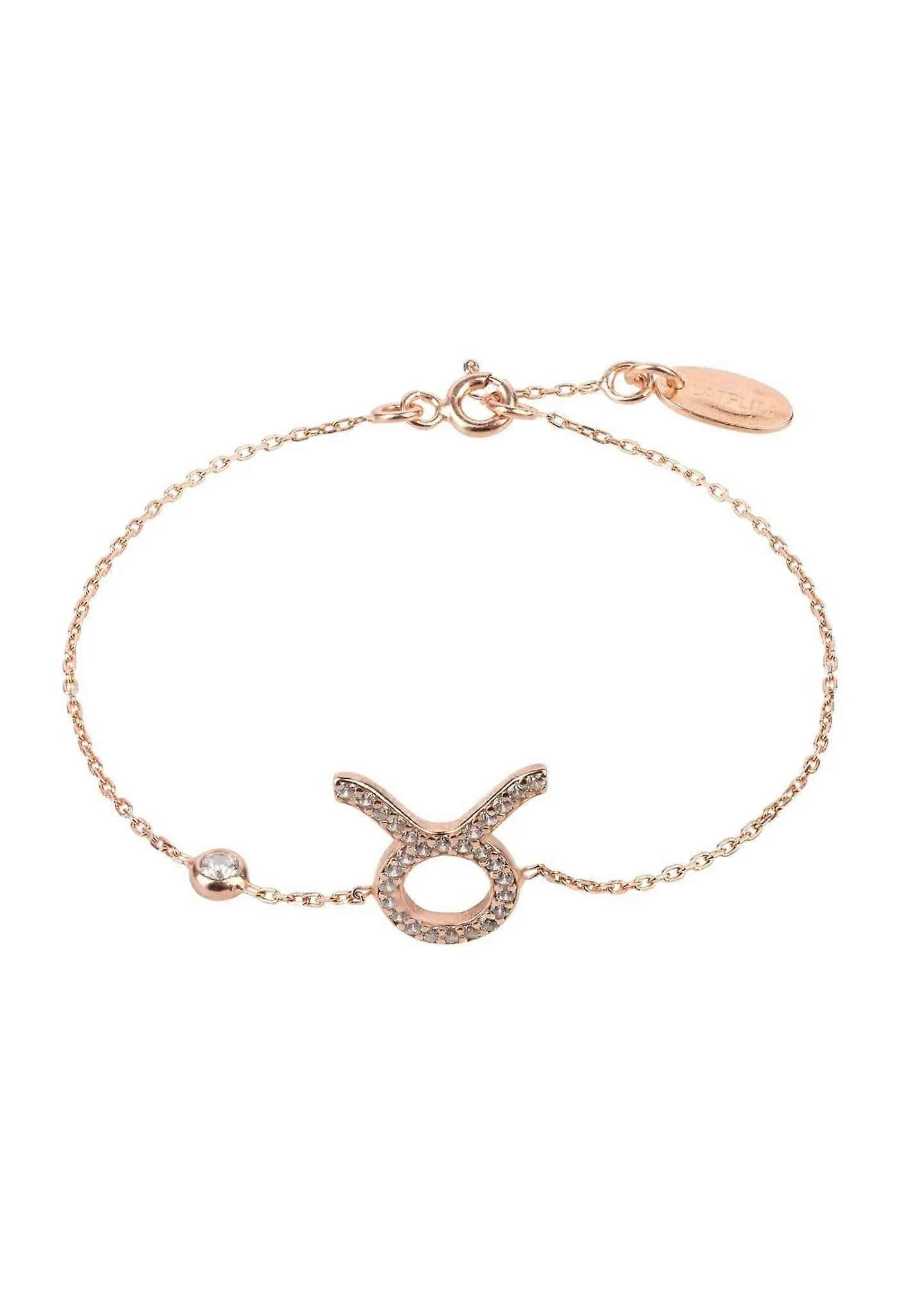 Latelita Zodiac Horoscope Star Sign Bracelet Taurus - Adjustable Silver Bracelet with Hand-Set Star Sign Motif and Multifaceted White Zirconia - Fits Wrist Sizes 14.5cm to 17cm