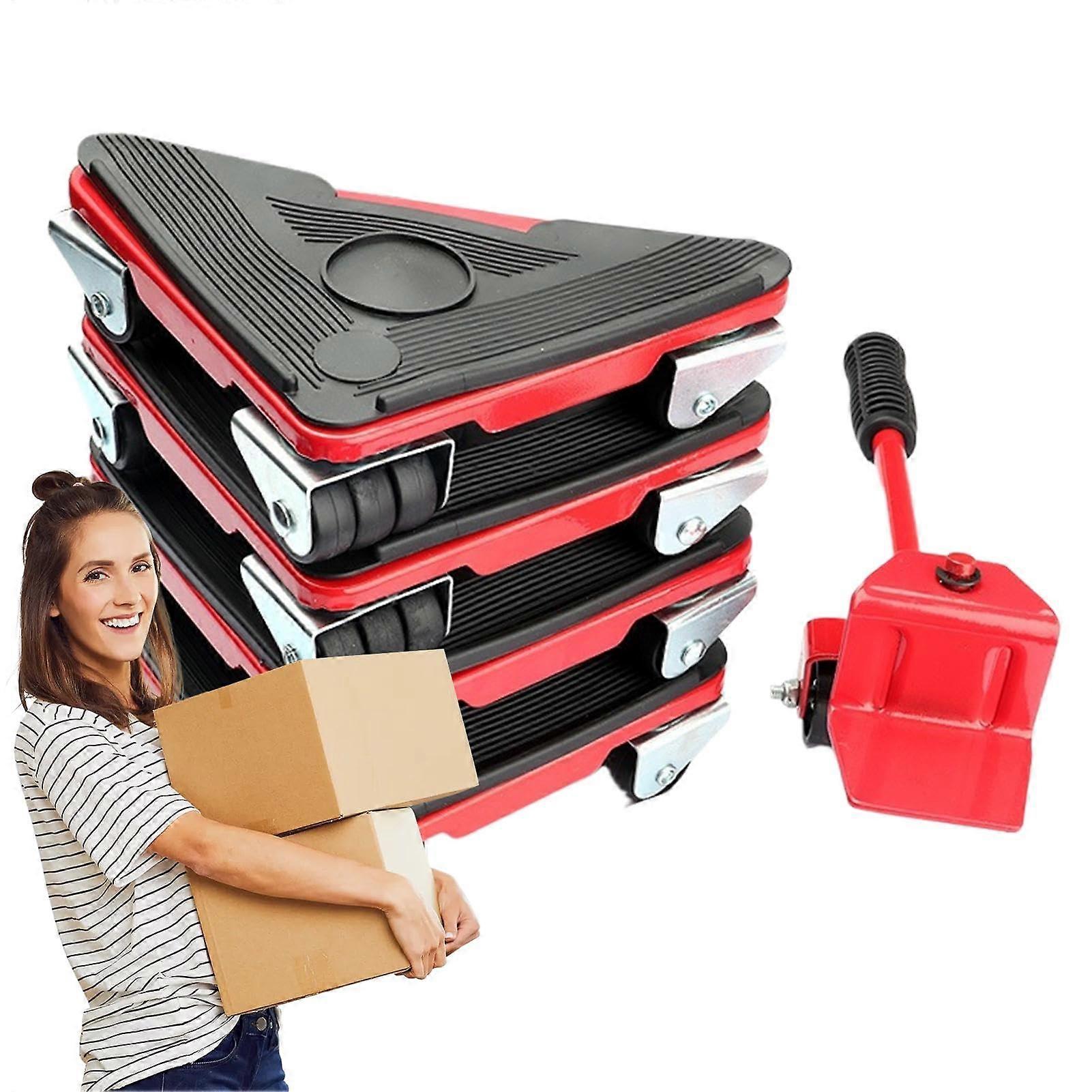Furniture Transport Trolley Heavy Duty Furniture Transporter With Wheels Red For Cabinets Large Load Capacity