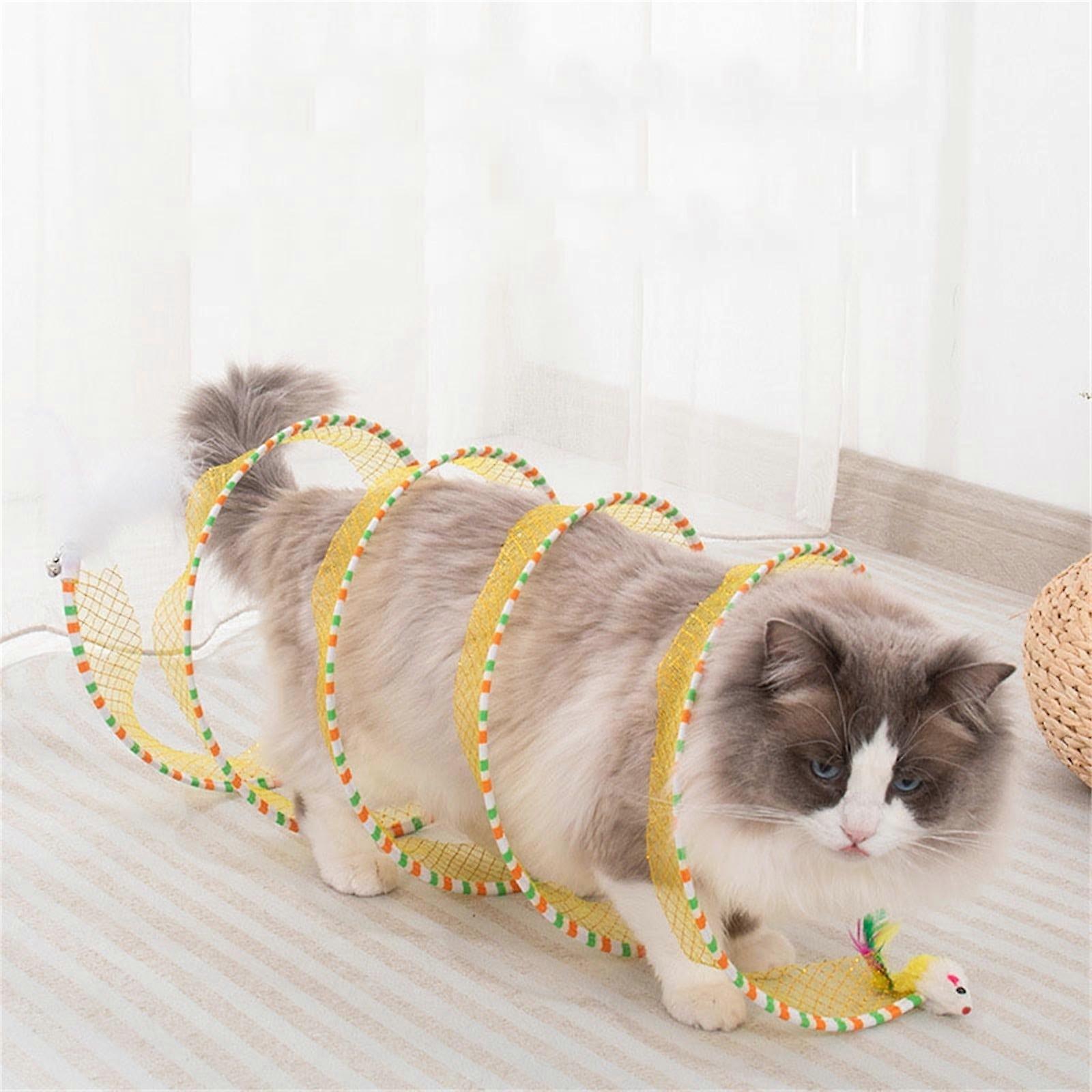 YangJinLian Cat Tunnel Spring Toy Cat Tunnel for Indoor Cats Folded Cat Tunnel Spring S-Shape Pet Entertainment Toy for Puppy, Kitty, Kitten, Rabbit