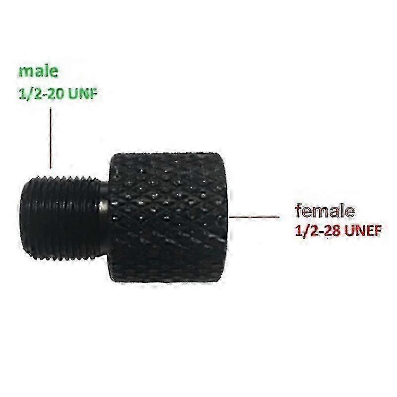 Barrel End gjenget adapter Kvinne 1/2-20 UNF til mannlig 1/2-28 UNEF stål