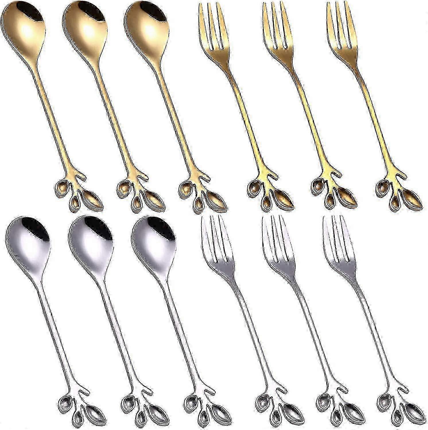 12pcs Stainless Steel Dessert Fork Spoon Set