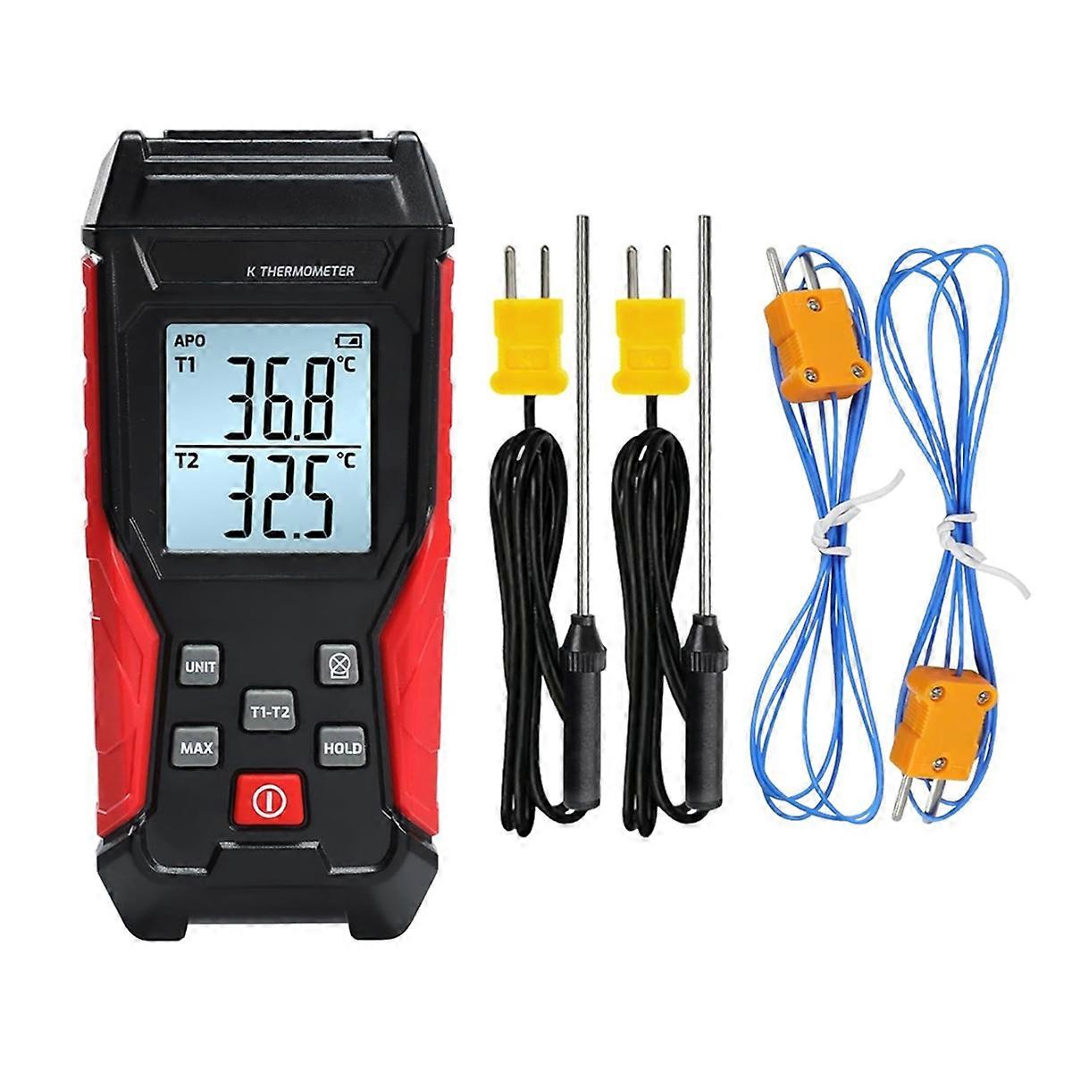 Digital Thermocouple-Thermometer Dual Channel K Type Thermometer(-328-2501℉) LCD Display Temperature