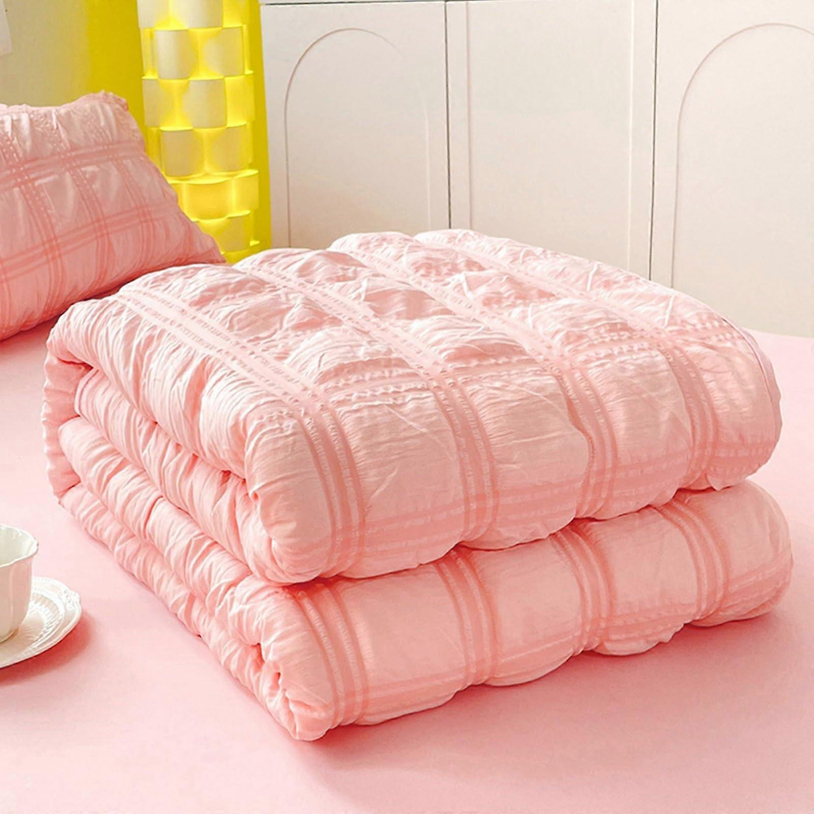 Seersucker Thin Quilt All Seasons Summer Cooling Breathable Soft Comforter Queen Full Size Light Blanket G4PCS 180x220