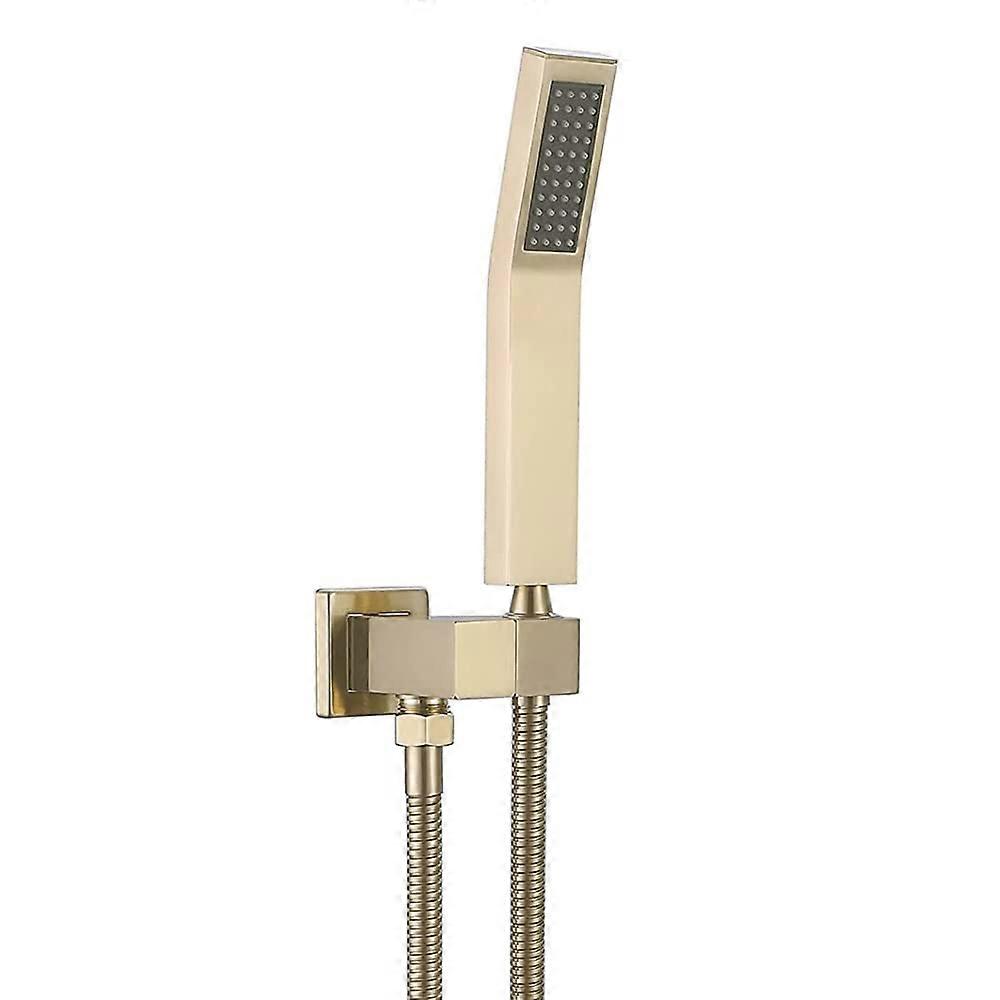 Brass Hand Held Shower Head With Hose And Holder Bracket Replacement Wall Mount Handheld Showerheads Set Brushed Gold