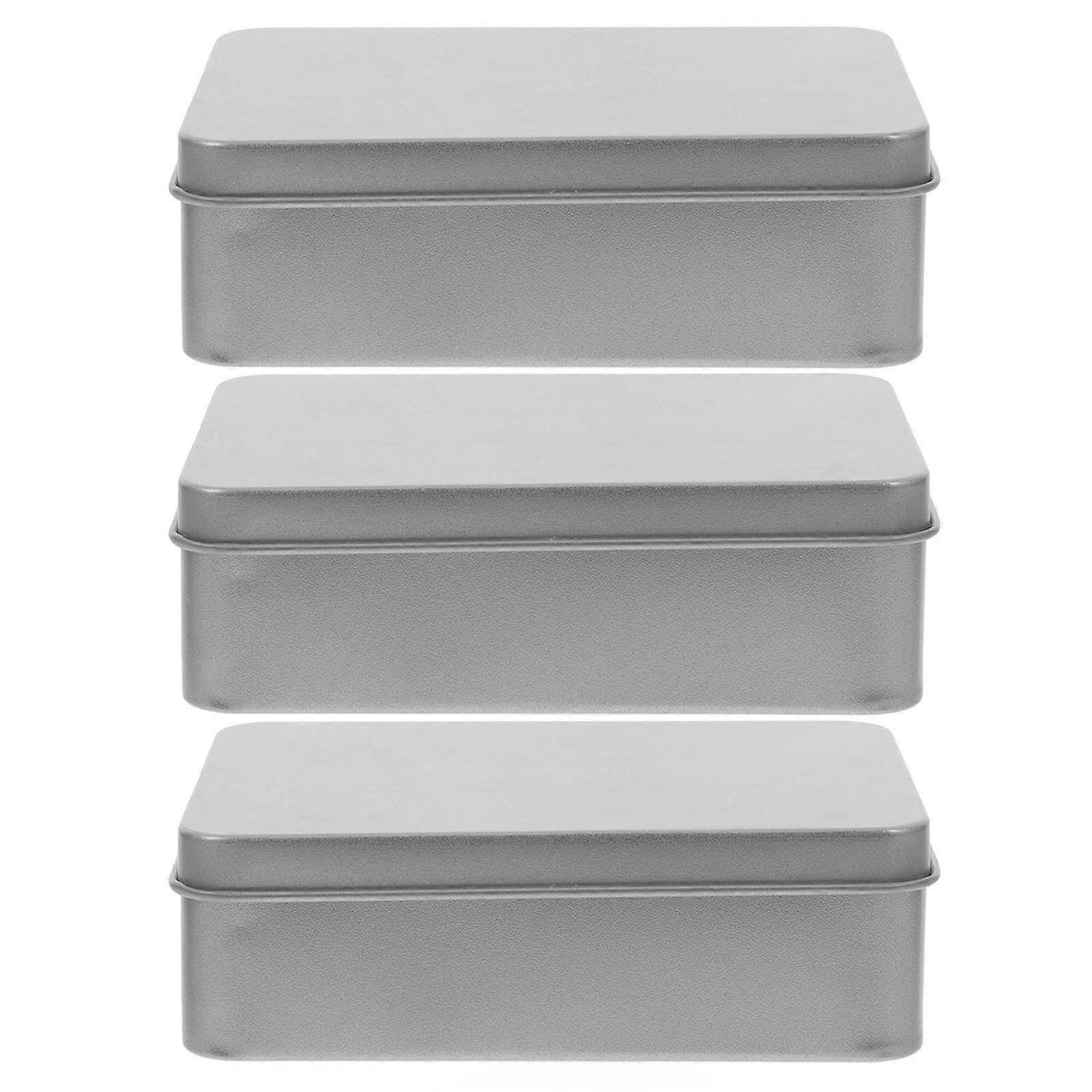Silver Tinplate Rectangular Metal Boxes for Storage 12Pcs Candy Containers