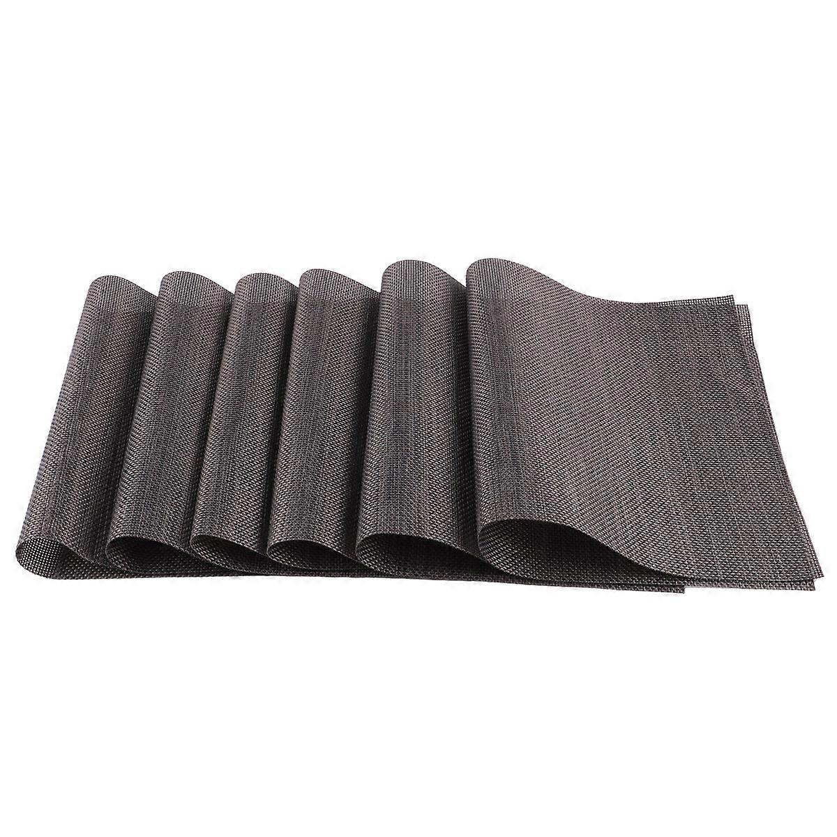 Skid Resistance Table Mat 6Pcs PVC Thermal Insulation Mats For Restaurant Use Rectangle Brown Protect Table