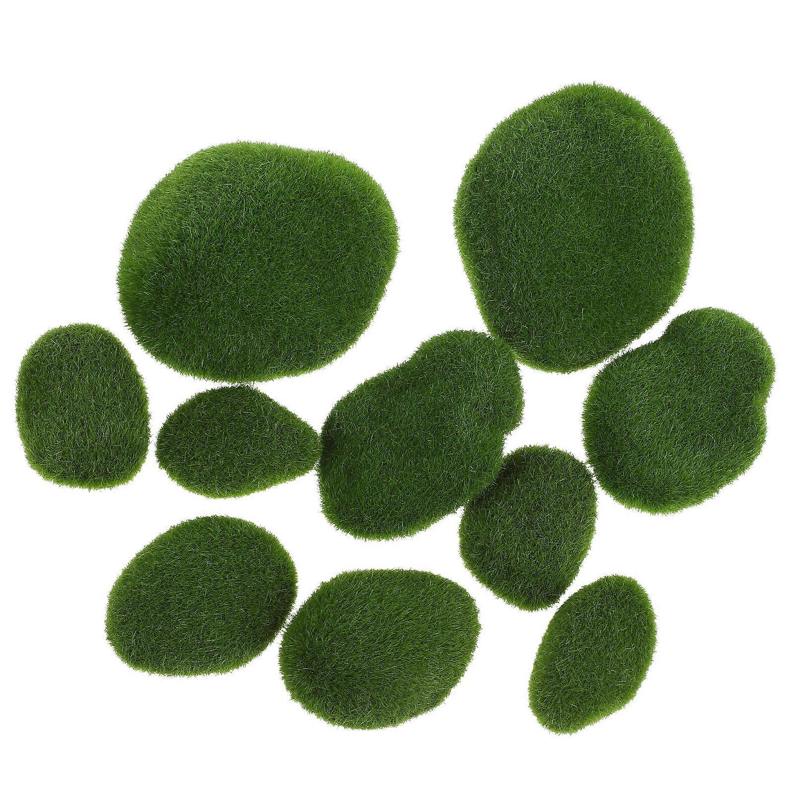 Artificial Moss Stone Decorative Craft For Dollhouse Green 10Pcs