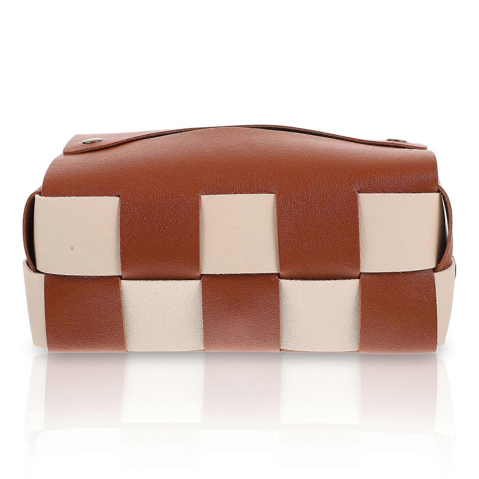 Brown Tissue Box Holder For Home Office Car And Hotel Rooms With Dust-Proof Design 1Pack
